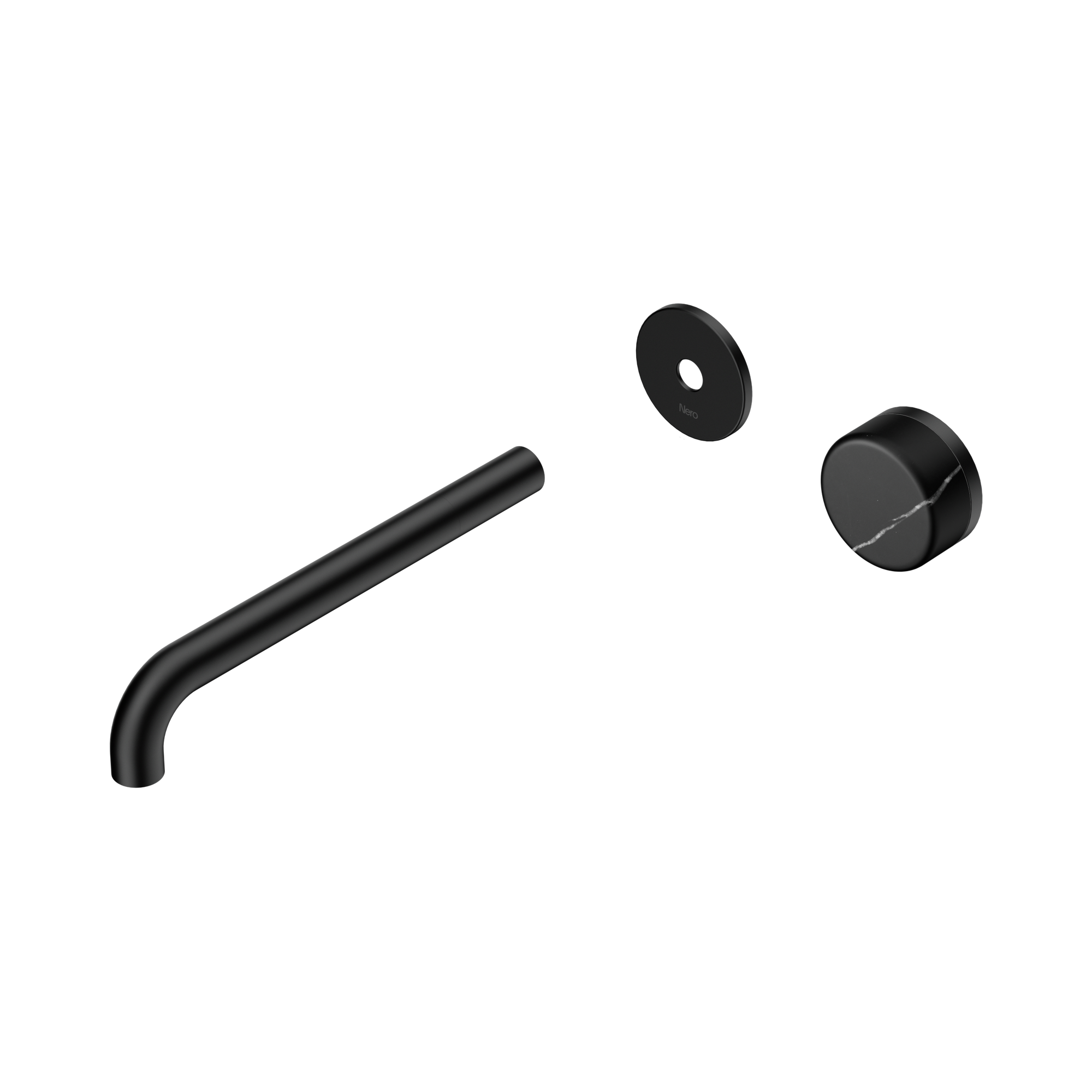 24 E127 MB Serenity Progressive Wall Basin Mixer 220mm Spout With Marquina Black Handle Trim Kit Only Matte Black image 1