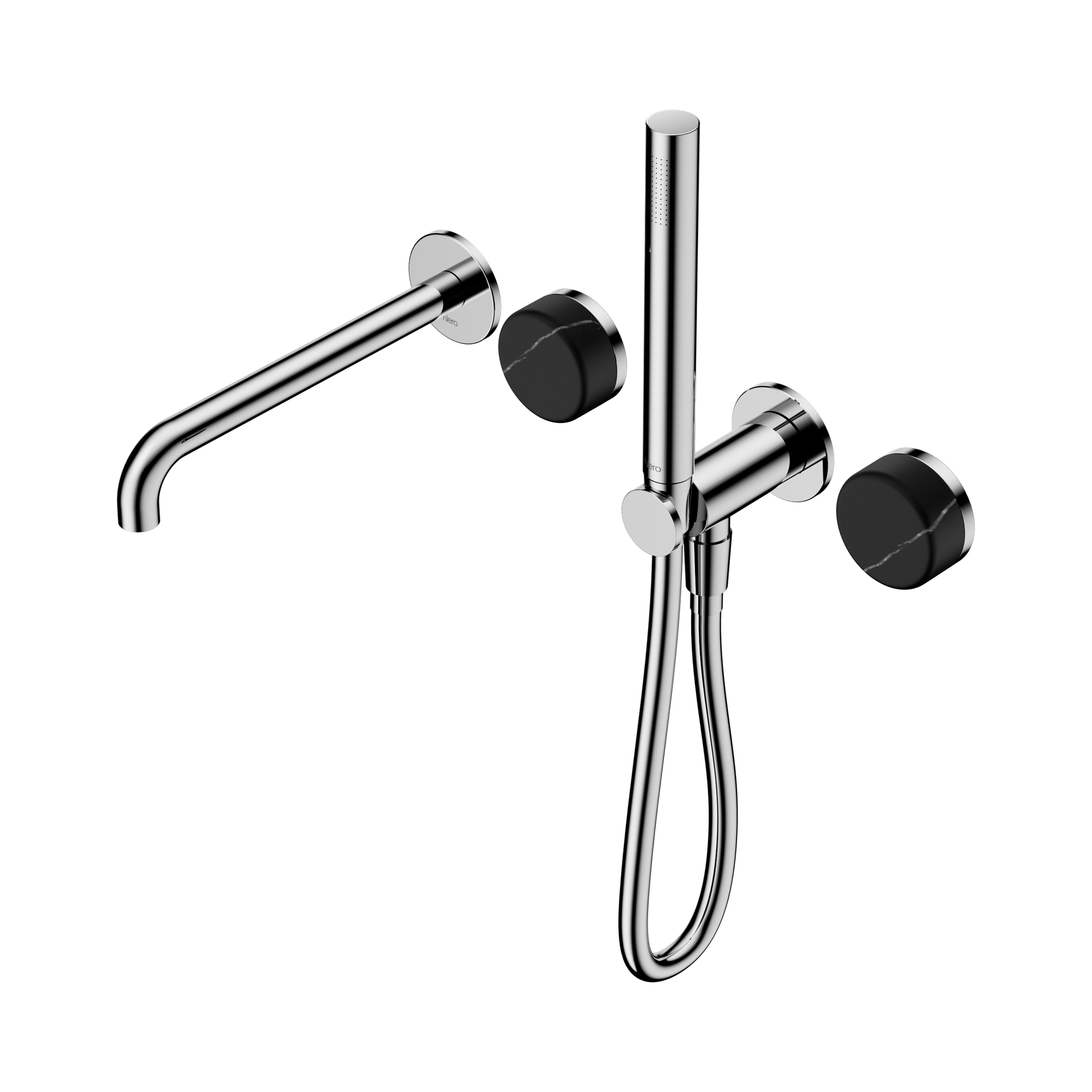 24 E129 CH Serenity Progressive Shower System With Spout With Marquina Black Handle And Slim Shower Chrome image 1