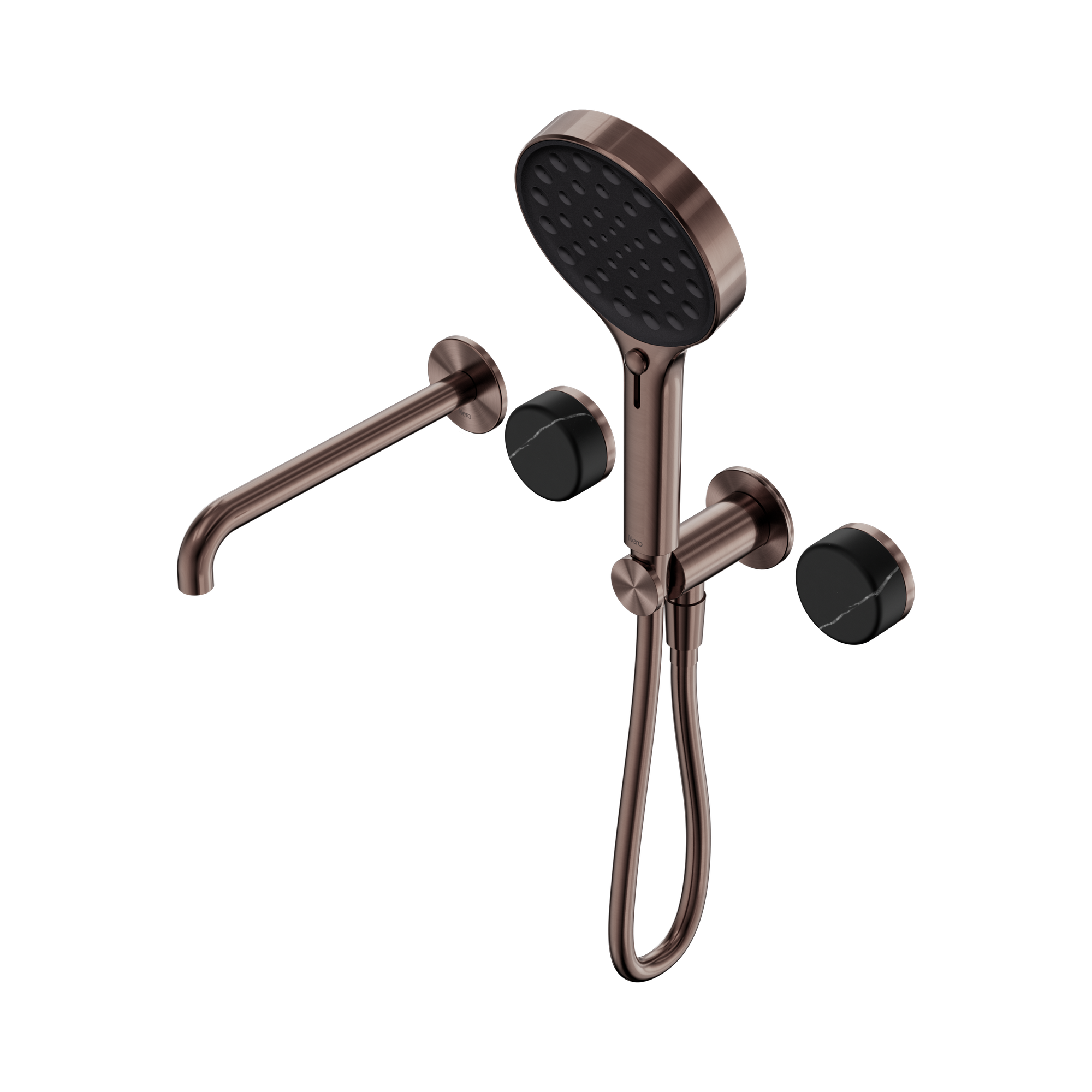 24 E130 BZ Serenity Progressive Shower System With Spout With Marquina Black Handle And Serenity Hand Shower Brushed Bronze image 1