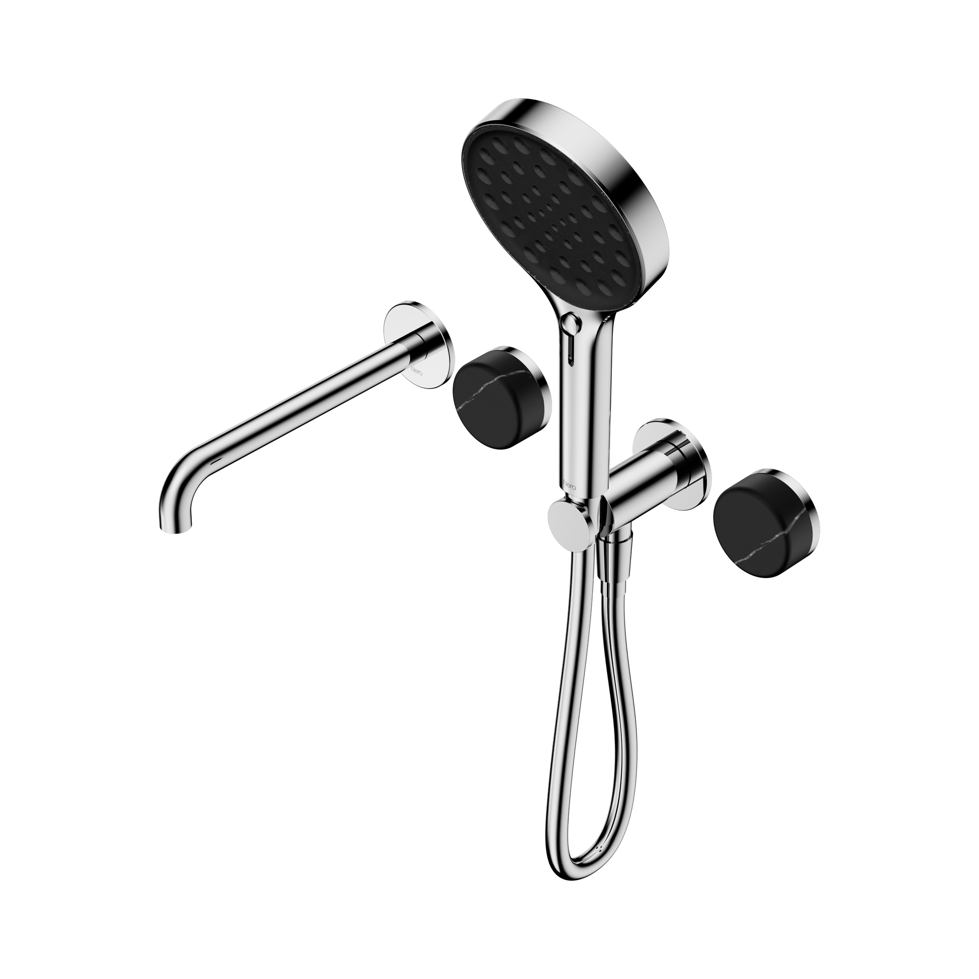 24 E130 CH Serenity Progressive Shower System With Spout With Marquina Black Handle And Serenity Hand Shower Chrome image 1