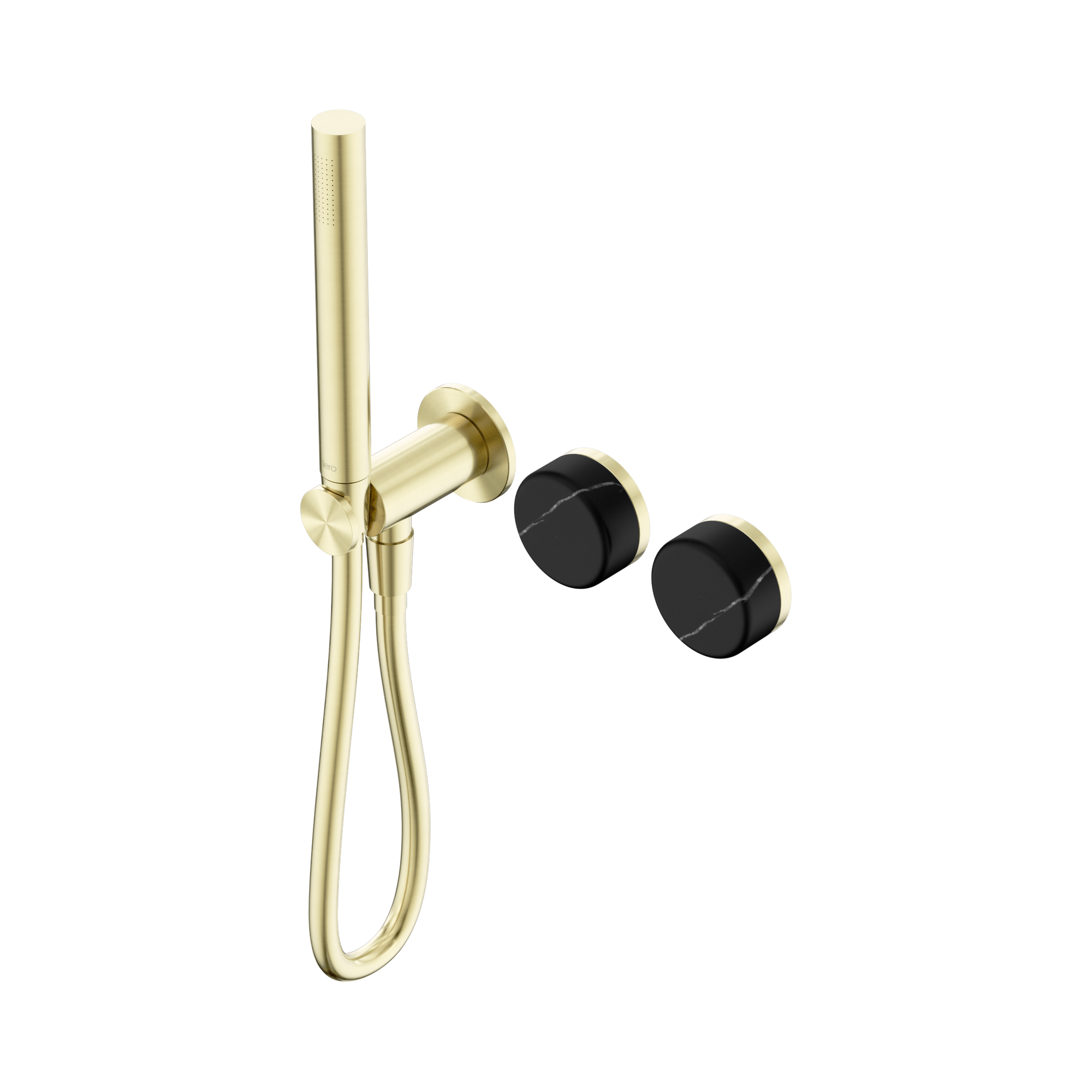 24 E131 BG Serenity Progressive Shower System With Marquina Black Handle And Slim Shower Brushed Gold image 1