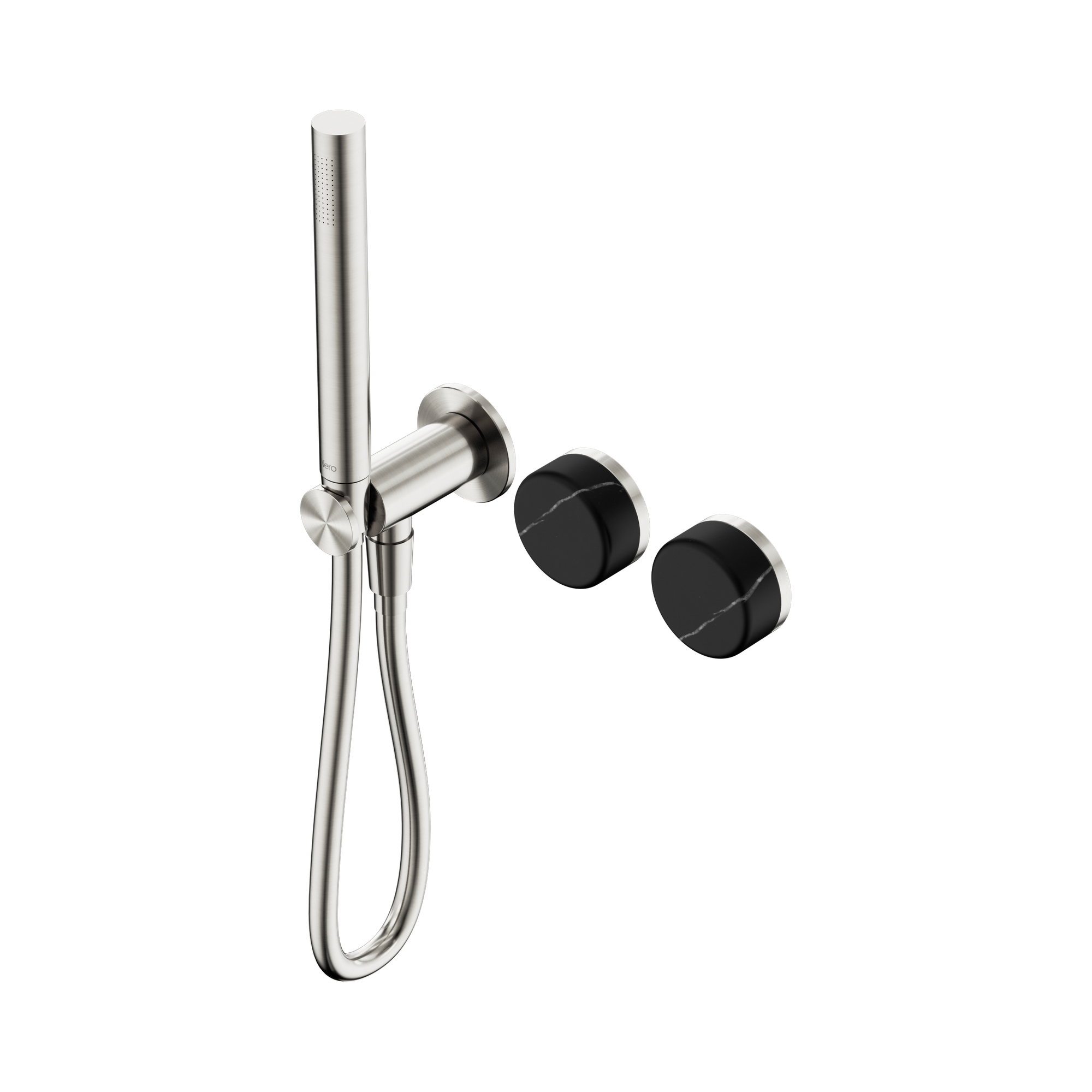24 E131 BN Serenity Progressive Shower System With Marquina Black Handle And Slim Shower Brushed Nickel image 1
