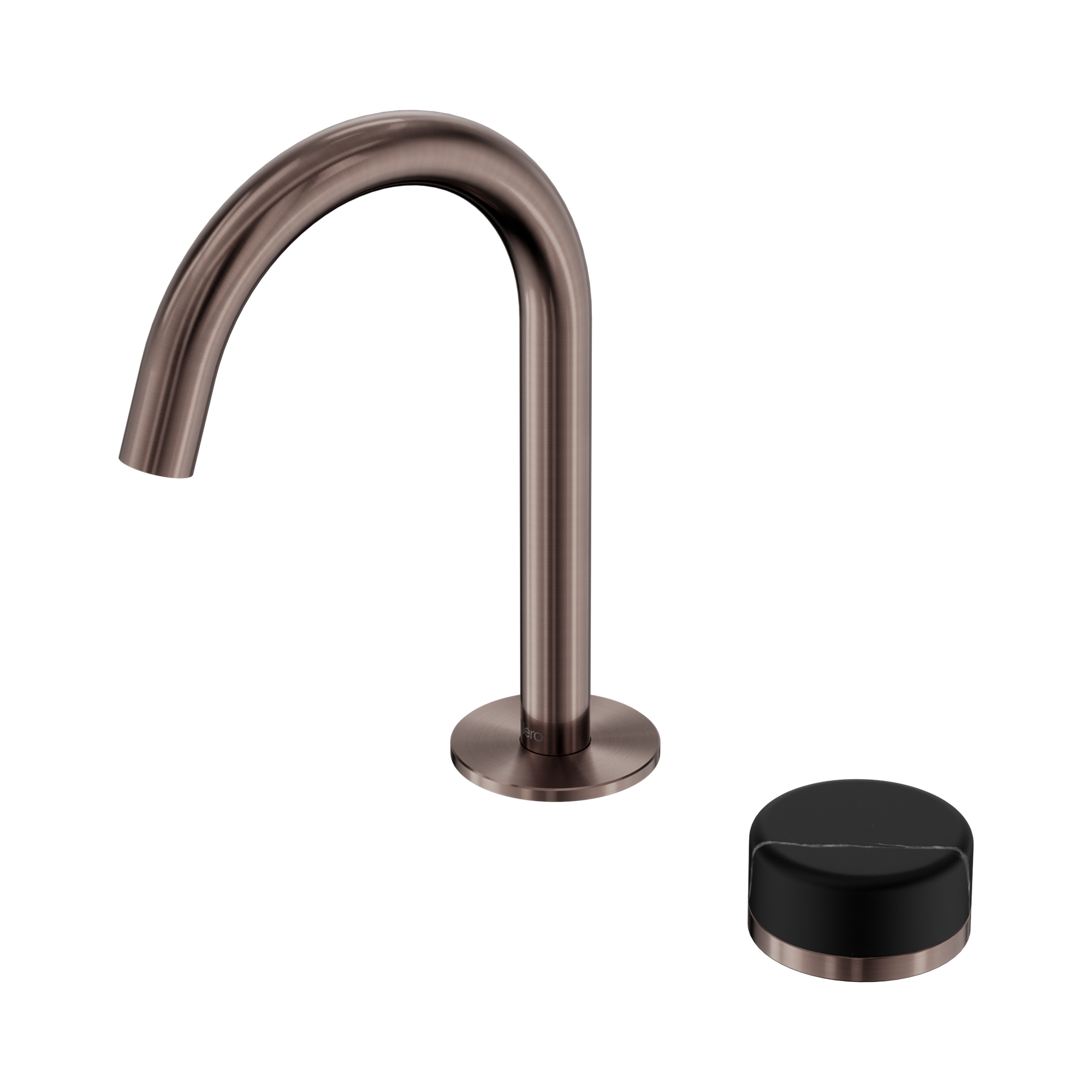 24 E133 BZ Serenity Progressive Basin Mixer Arc Spout With Marquina Black Handle Brushed Bronze image 1