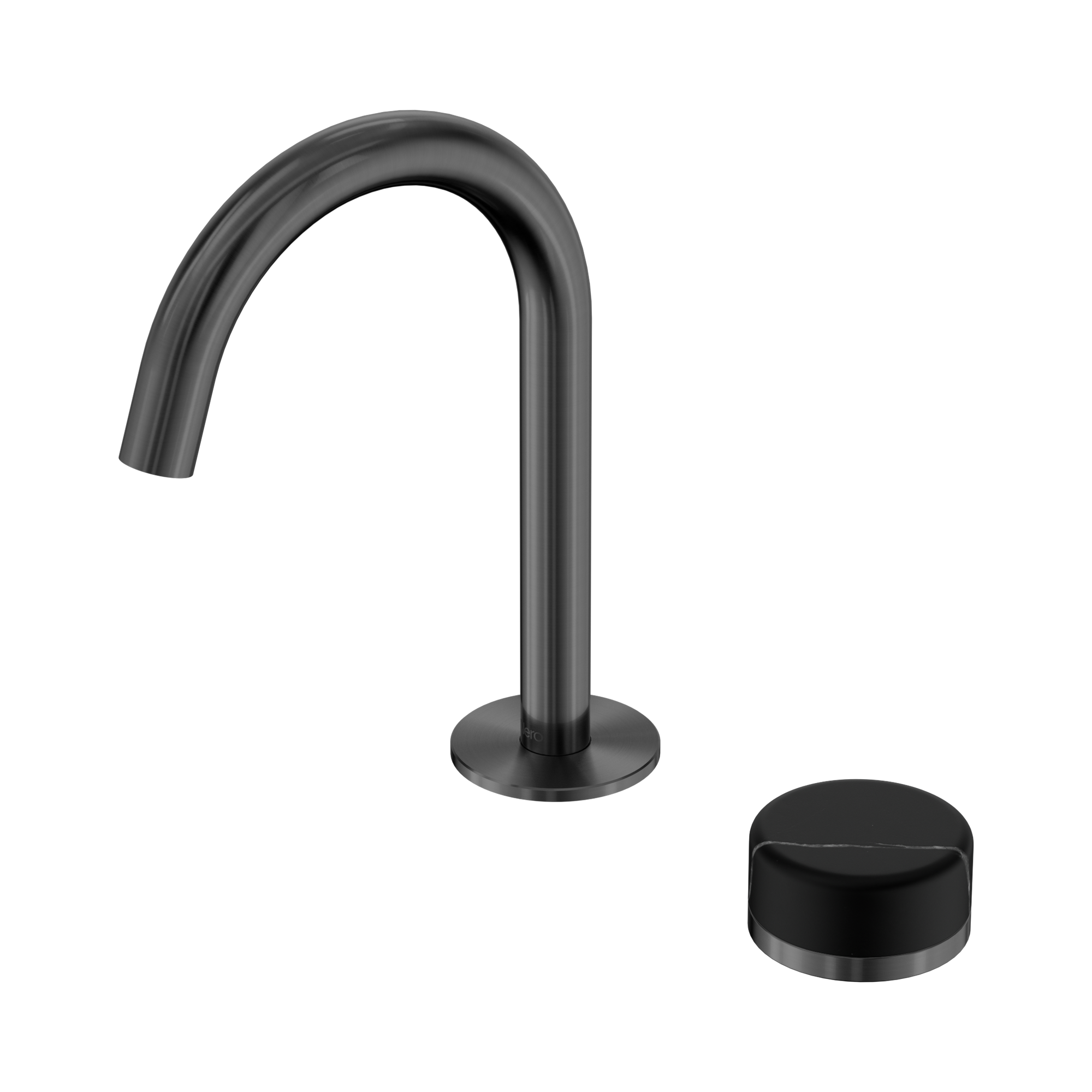 24 E133 GM Serenity Progressive Basin Mixer Arc Spout With Marquina Black Handle Gun Metal image 1