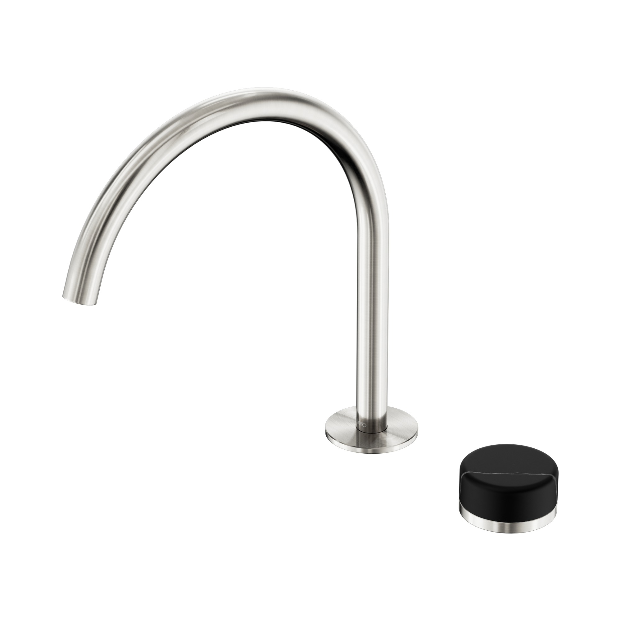 24 E134 BN Serenity Progressive Bath Kitchen Mixer Arc Spout With Marquina Black Handle Brushed Nickel image 1
