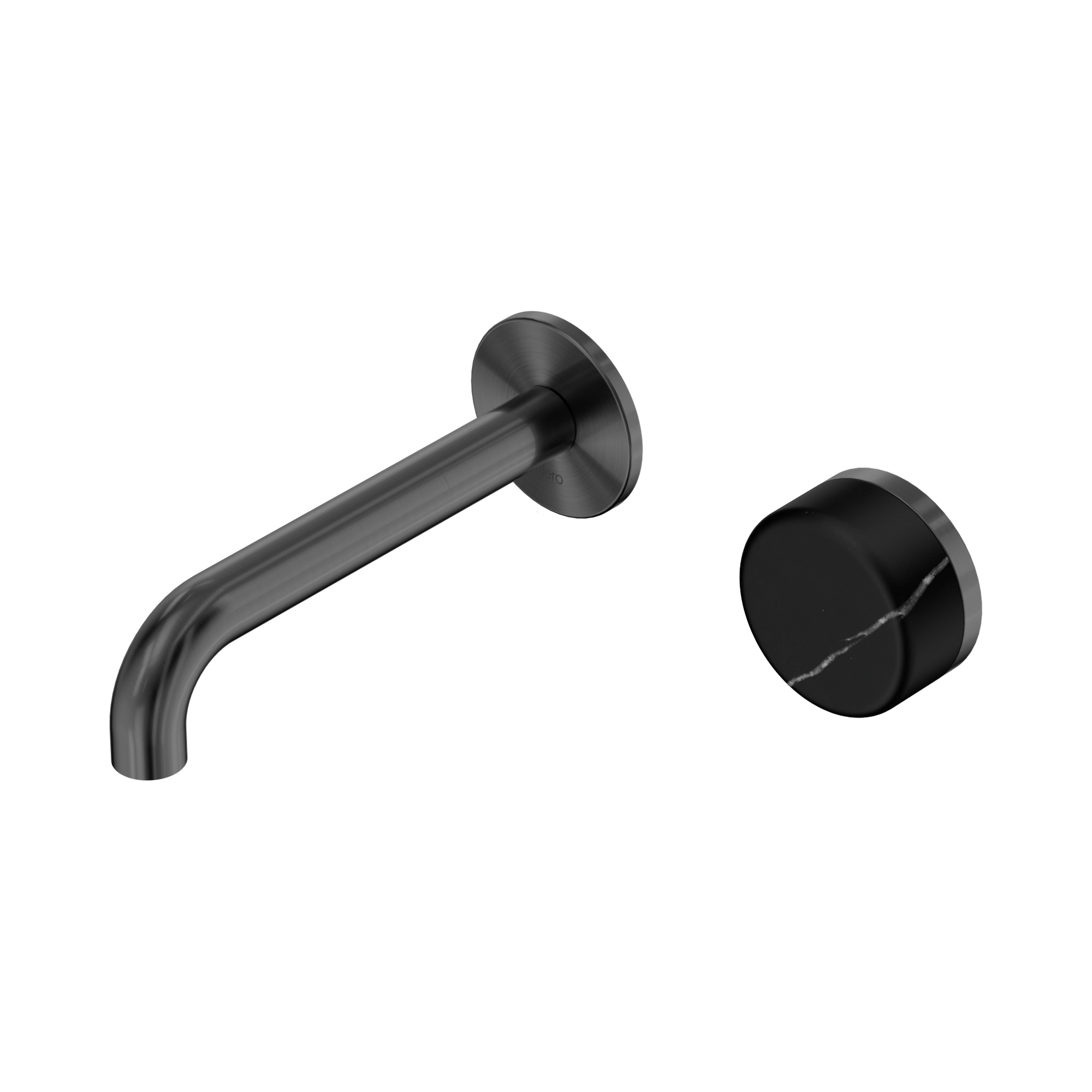 24 E138 GM Serenity Progressive Wall Basin Mixer 160mm Spout With Marquina Black Handle Gun Metal image 1