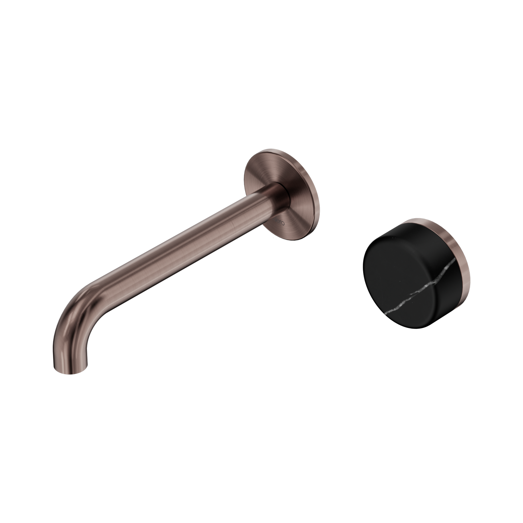 24 E139 BZ Serenity Progressive Wall Basin Mixer 185mm Spout With Marquina Black Handle Brushed Bronze image 1