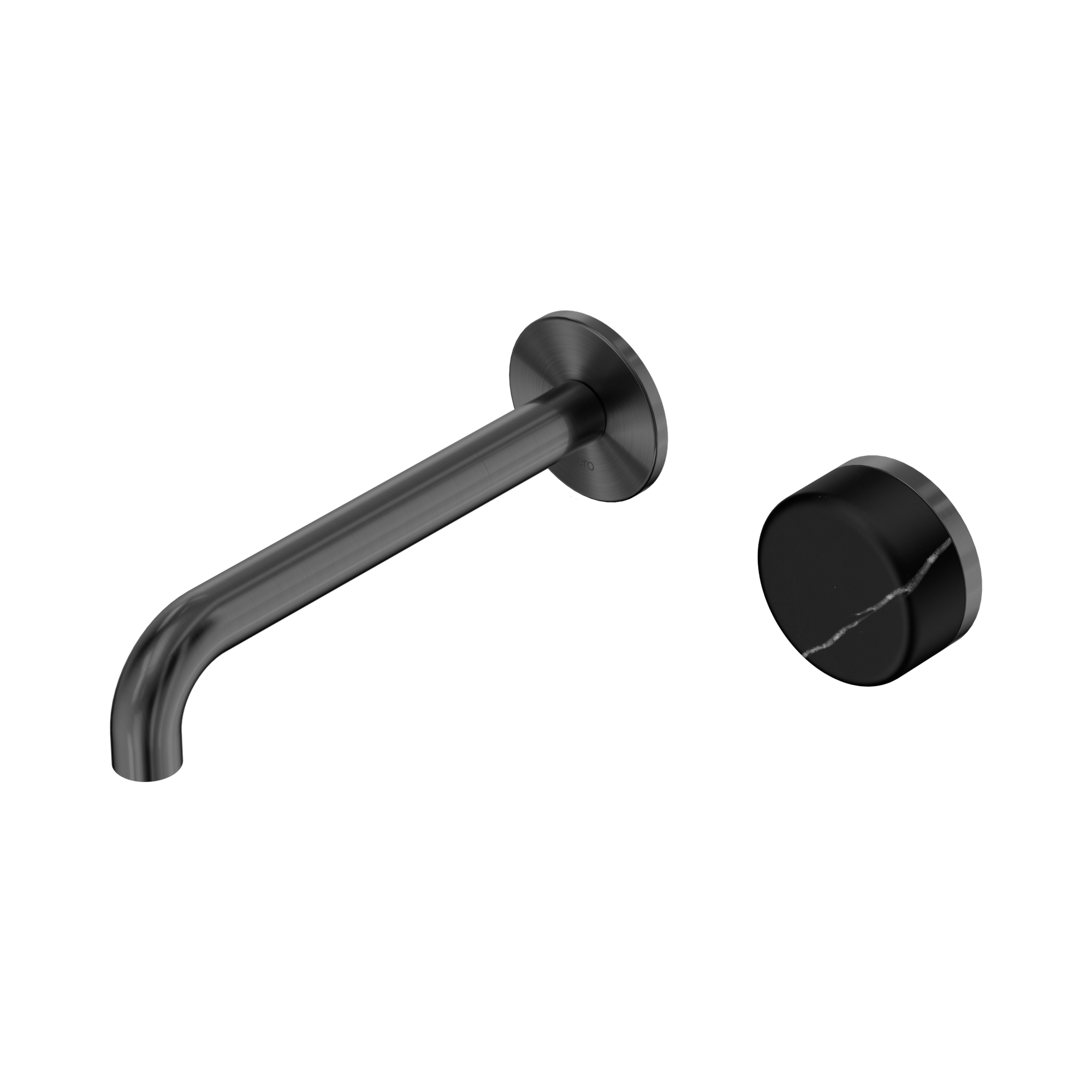 24 E139 GM Serenity Progressive Wall Basin Mixer 185mm Spout With Marquina Black Handle Gun Metal image 1