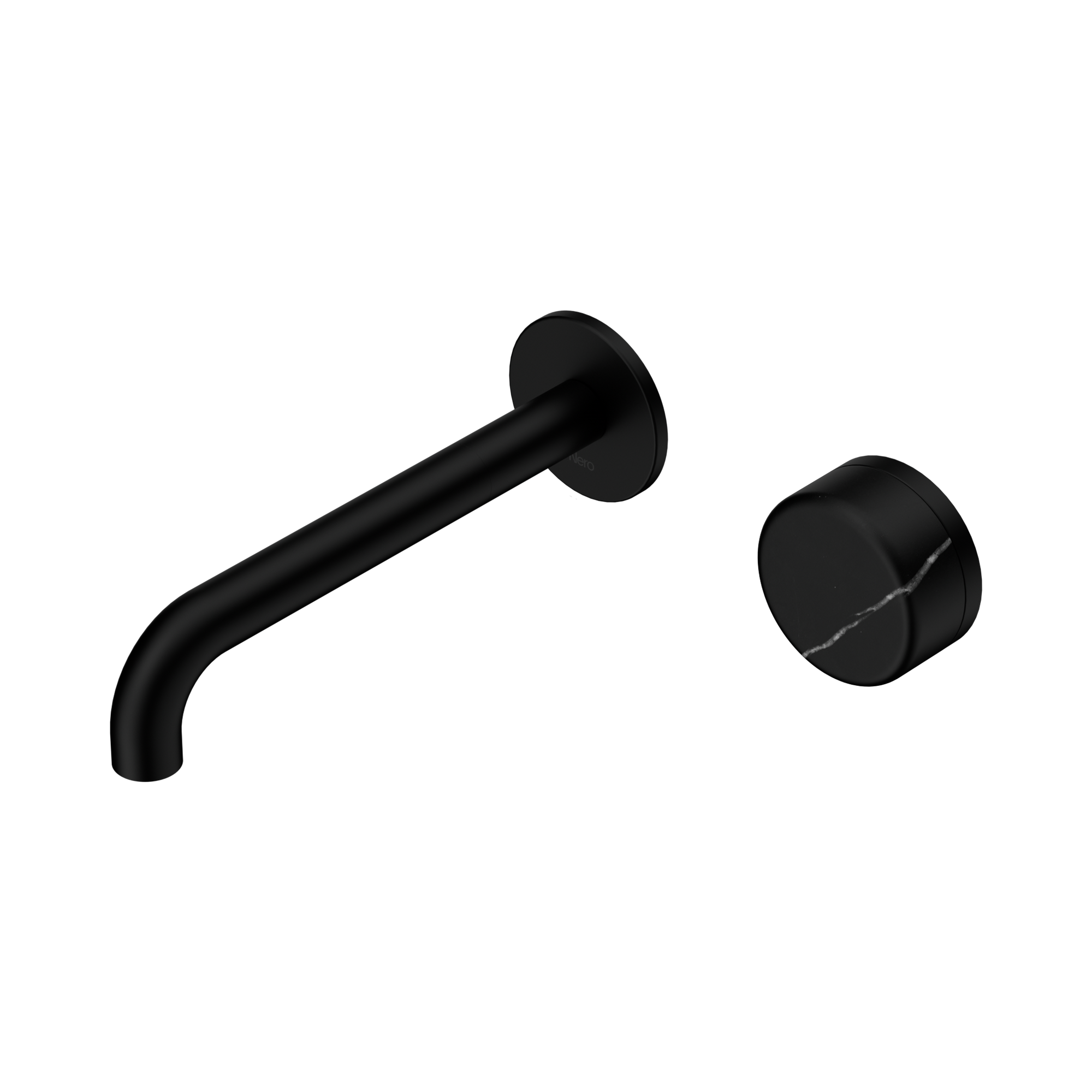 24 E139 MB Serenity Progressive Wall Basin Mixer 185mm Spout With Marquina Black Handle Matte Black image 1