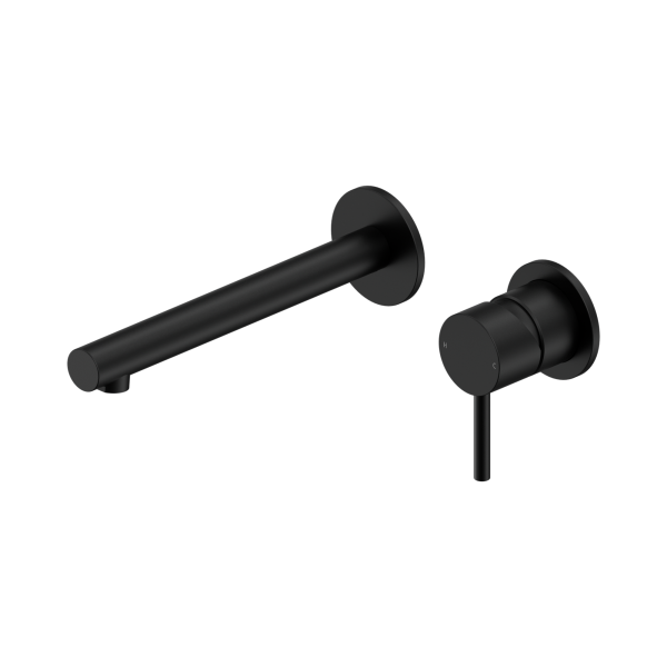 25 B008 MB Dolce II Wall Basin Bath Mixer Separate Back Plate Matte Black Thumb