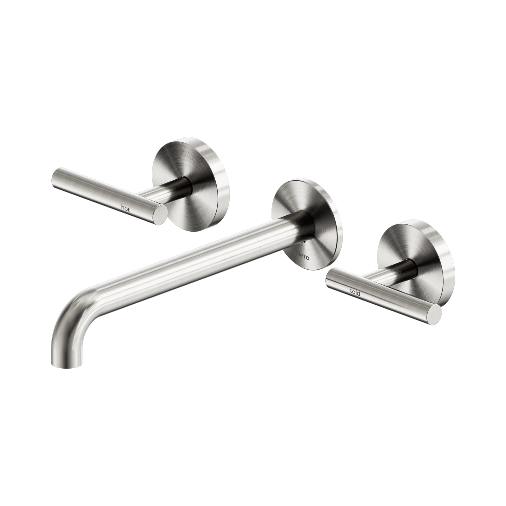 25 D008 BN Mecca Wall Basin Bath Set 220mm Spout Brushed Nickel image 1