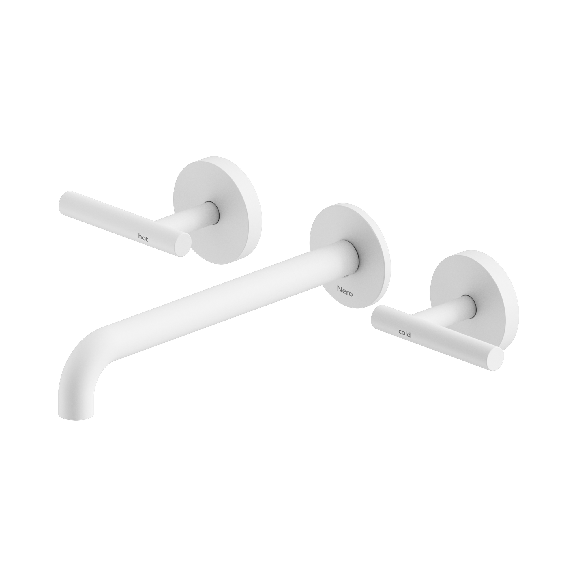 25 D008 MW Mecca Wall Basin Bath Set 220mm Spout Matte White image 1