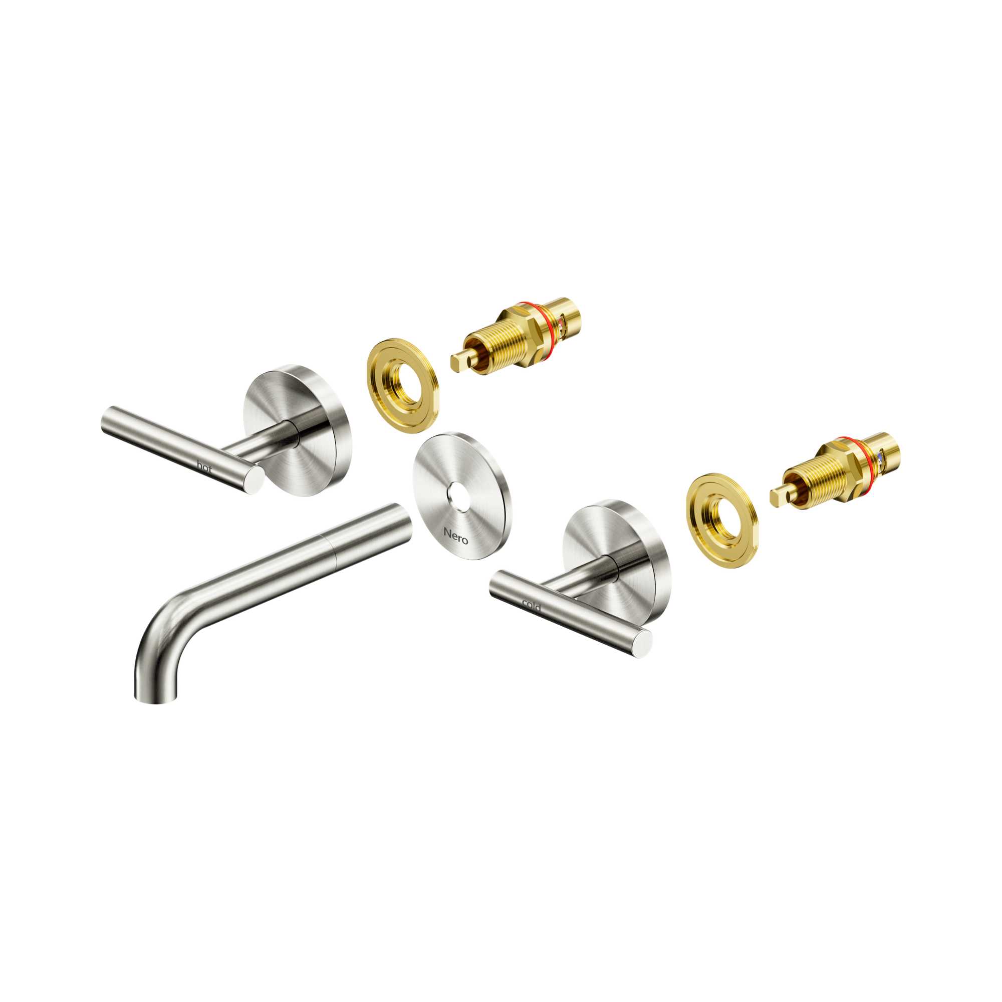 25 D019 BN Mecca Wall Basin Bath Set 160mm Spout Trim kits Only Brushed Nickel image 1