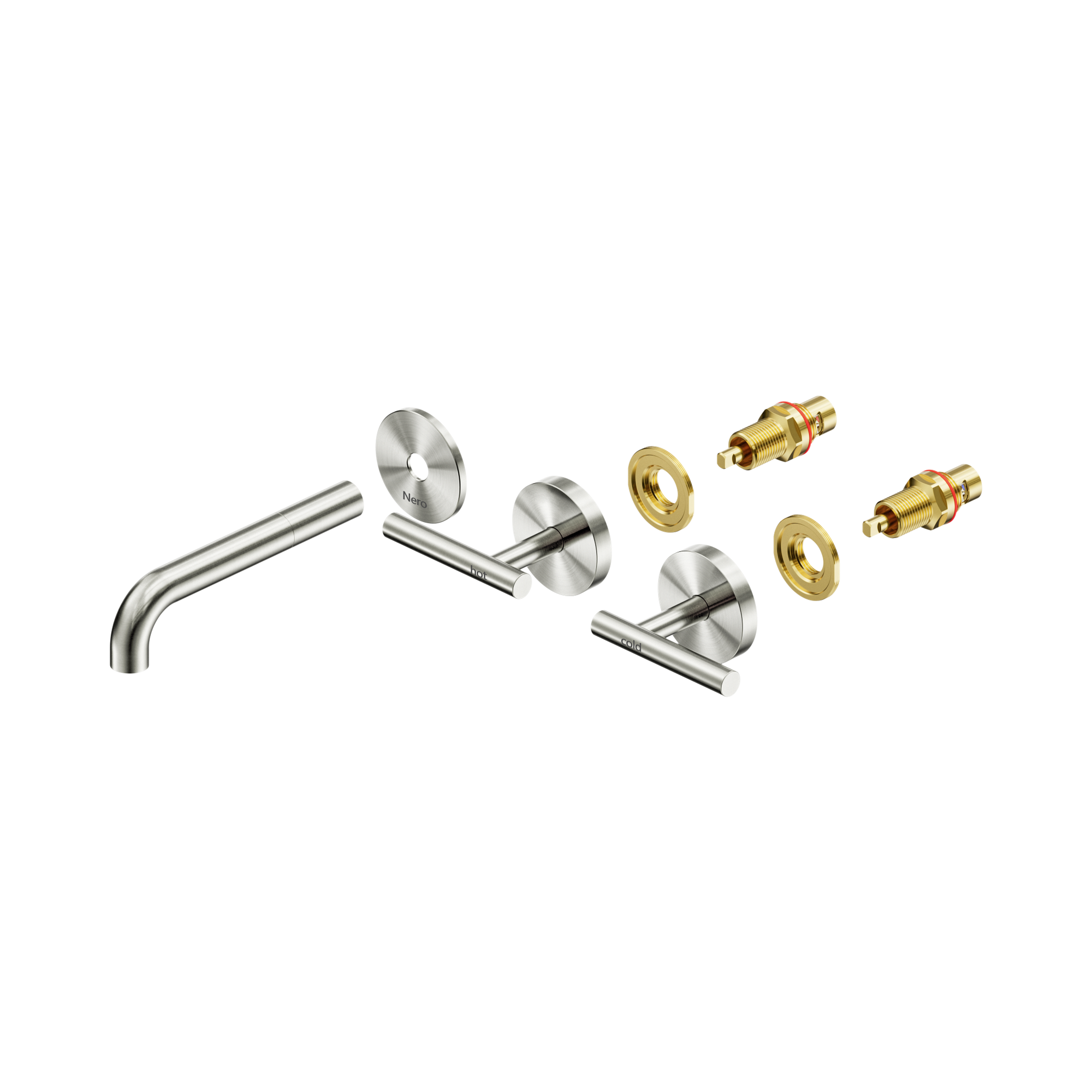 25 D019 BN Mecca Wall Basin Bath Set 160mm Spout Trim kits Only Brushed Nickel image 2