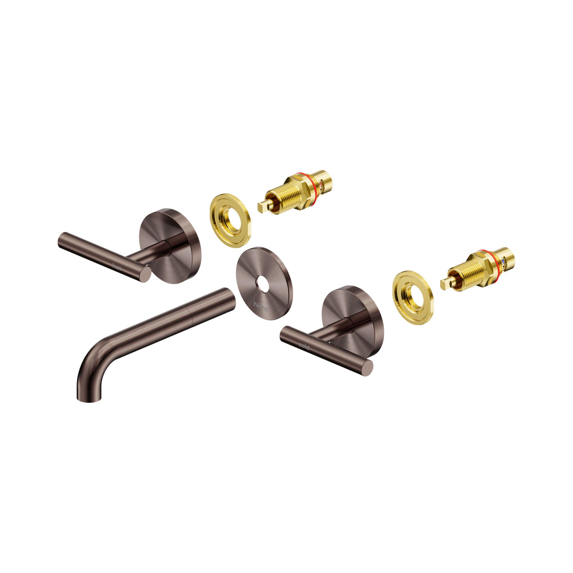 25 D019 BZ Mecca Wall Basin Bath Set 160mm Spout Trim kits Only Brushed Bronze image 1