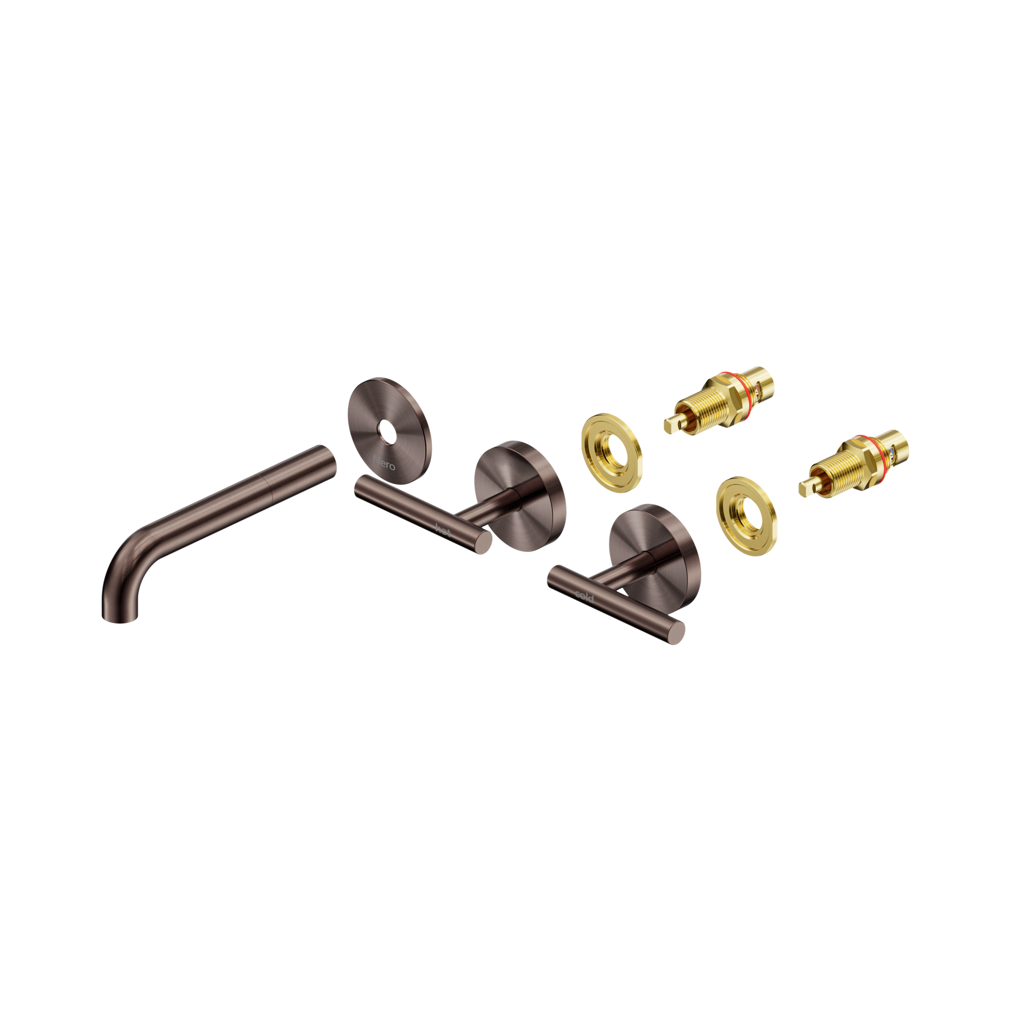 25 D019 BZ Mecca Wall Basin Bath Set 160mm Spout Trim kits Only Brushed Bronze image 2