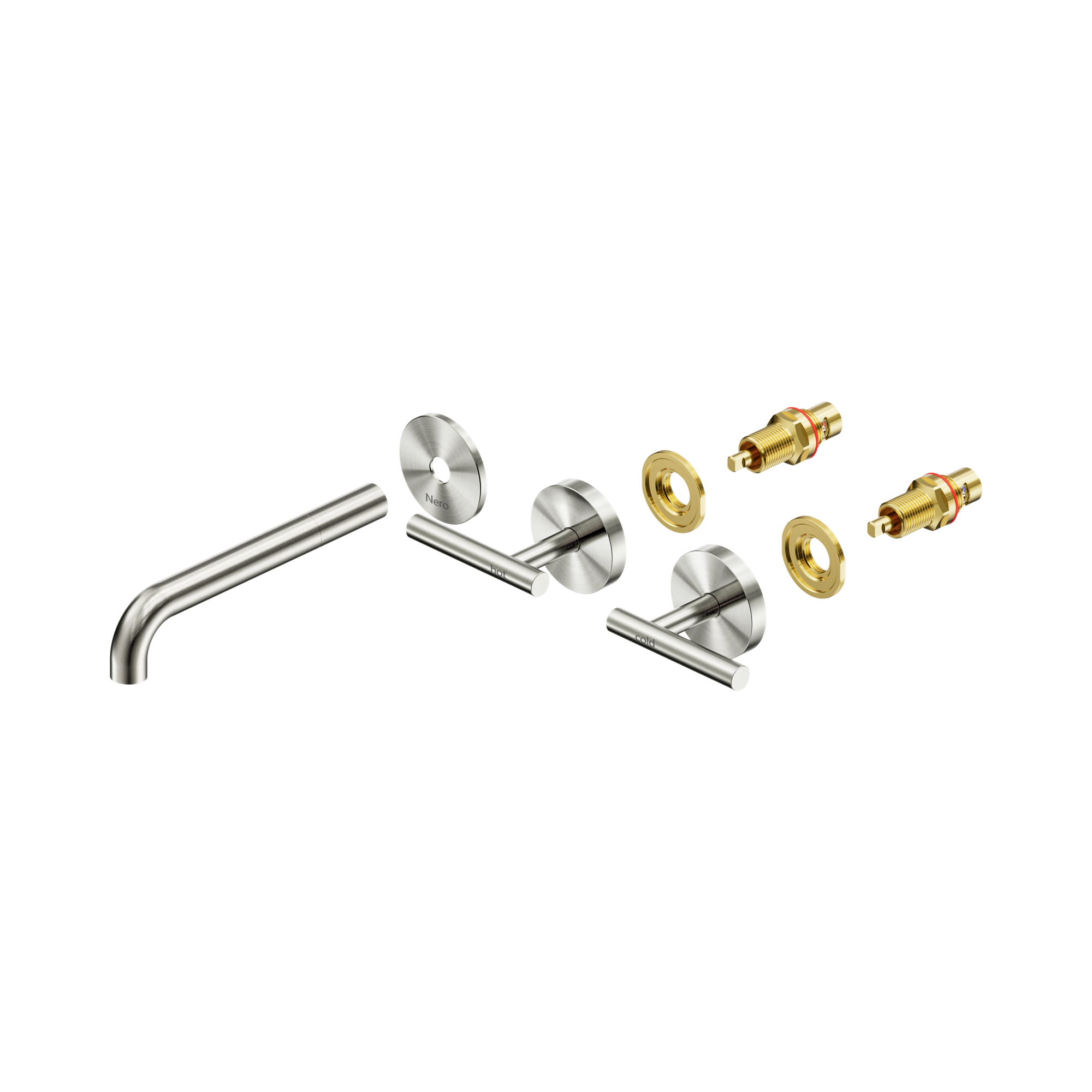 25 D020 BN Mecca Wall Basin Bath Set 185mm Spout Trim kits Only Brushed Nickel image 2