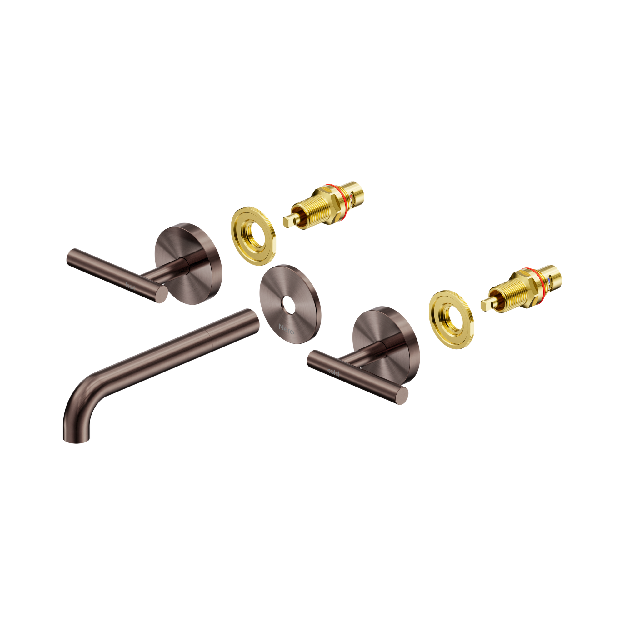 25 D020 BZ Mecca Wall Basin Bath Set 185mm Spout Trim kits Only Brushed Bronze image 1