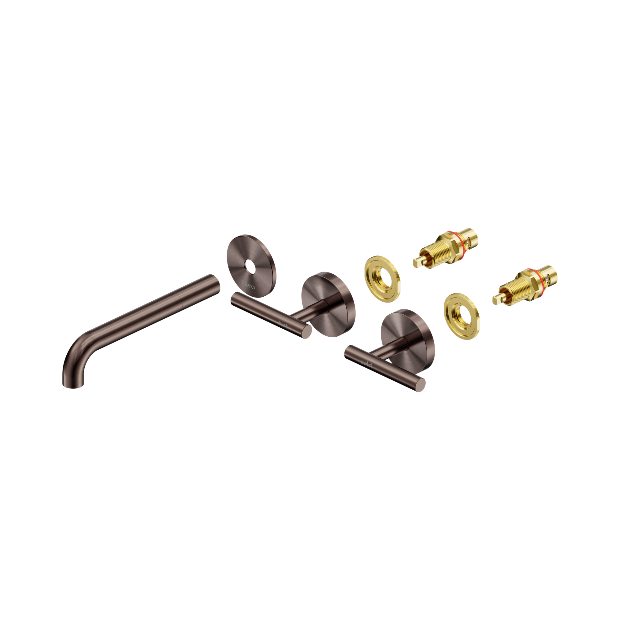 25 D020 BZ Mecca Wall Basin Bath Set 185mm Spout Trim kits Only Brushed Bronze image 2