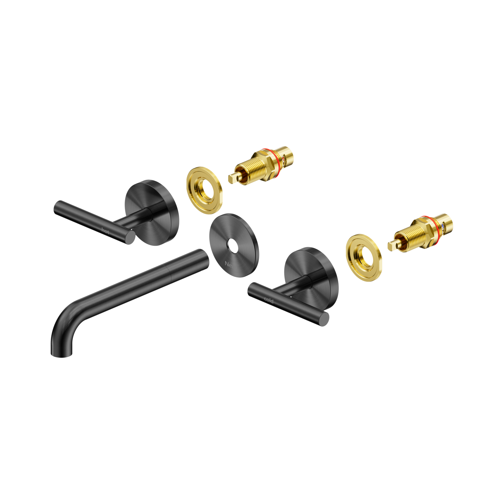 25 D020 GM Mecca Wall Basin Bath Set 185mm Spout Trim kits Only Gun Metal image 1