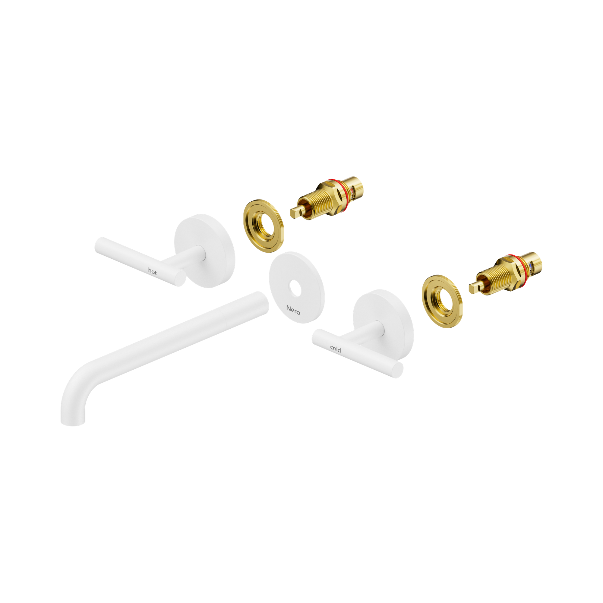 25 D021 MW Mecca Wall Basin Bath Set 220mm Spout Trim kits Only Matte White image 1