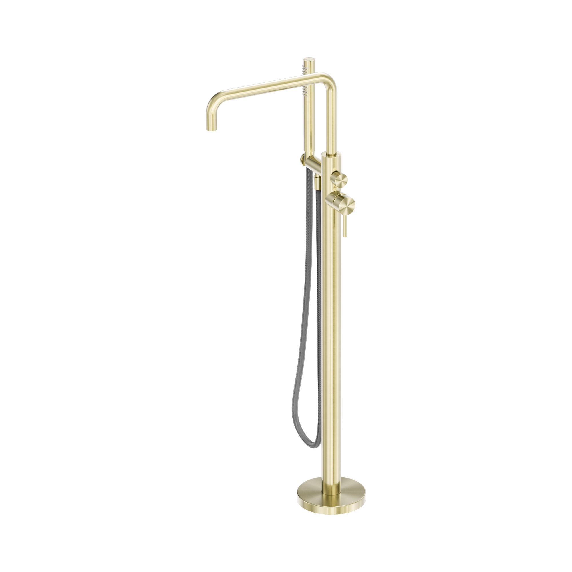 NR162203a01 BG Zen SS316 L Freestanding Bath Mixer With Outdoor Shower Hose Brushed Gold image 1