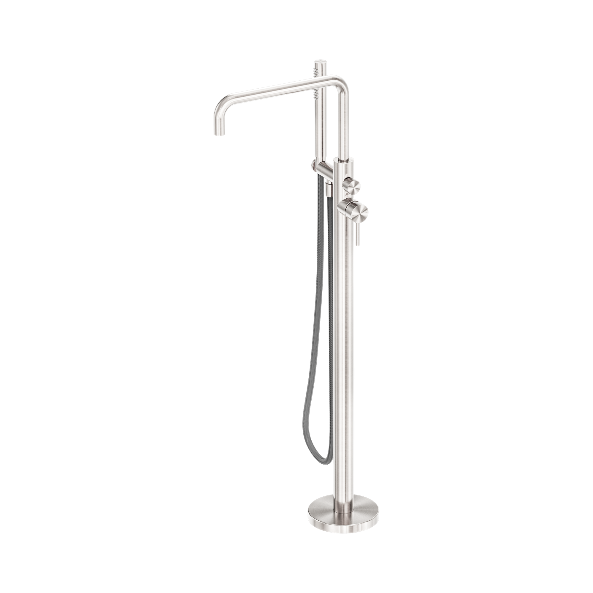 NR162203a01 BN Zen SS316 L Freestanding Bath Mixer With Outdoor Shower Hose Brushed Nickel image 1