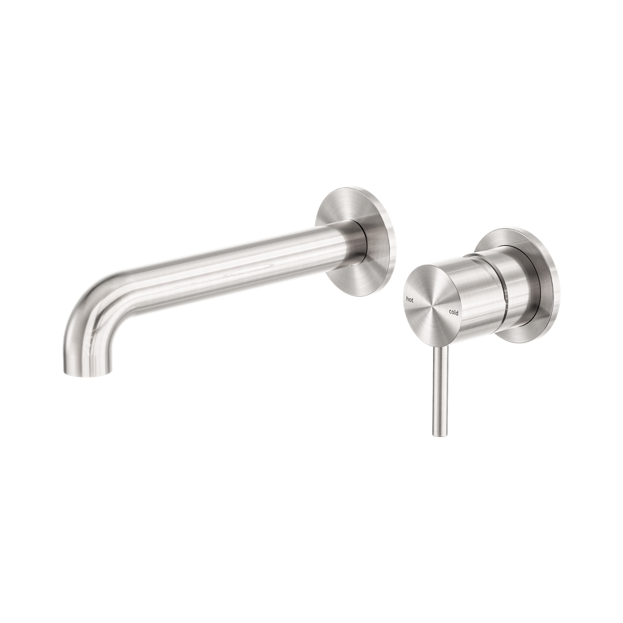 NR162210b185 BN Zen SS316 L Wall Basin Bath Mixer Separate Back Plate 185mm Spout Brushed Nickel image 1