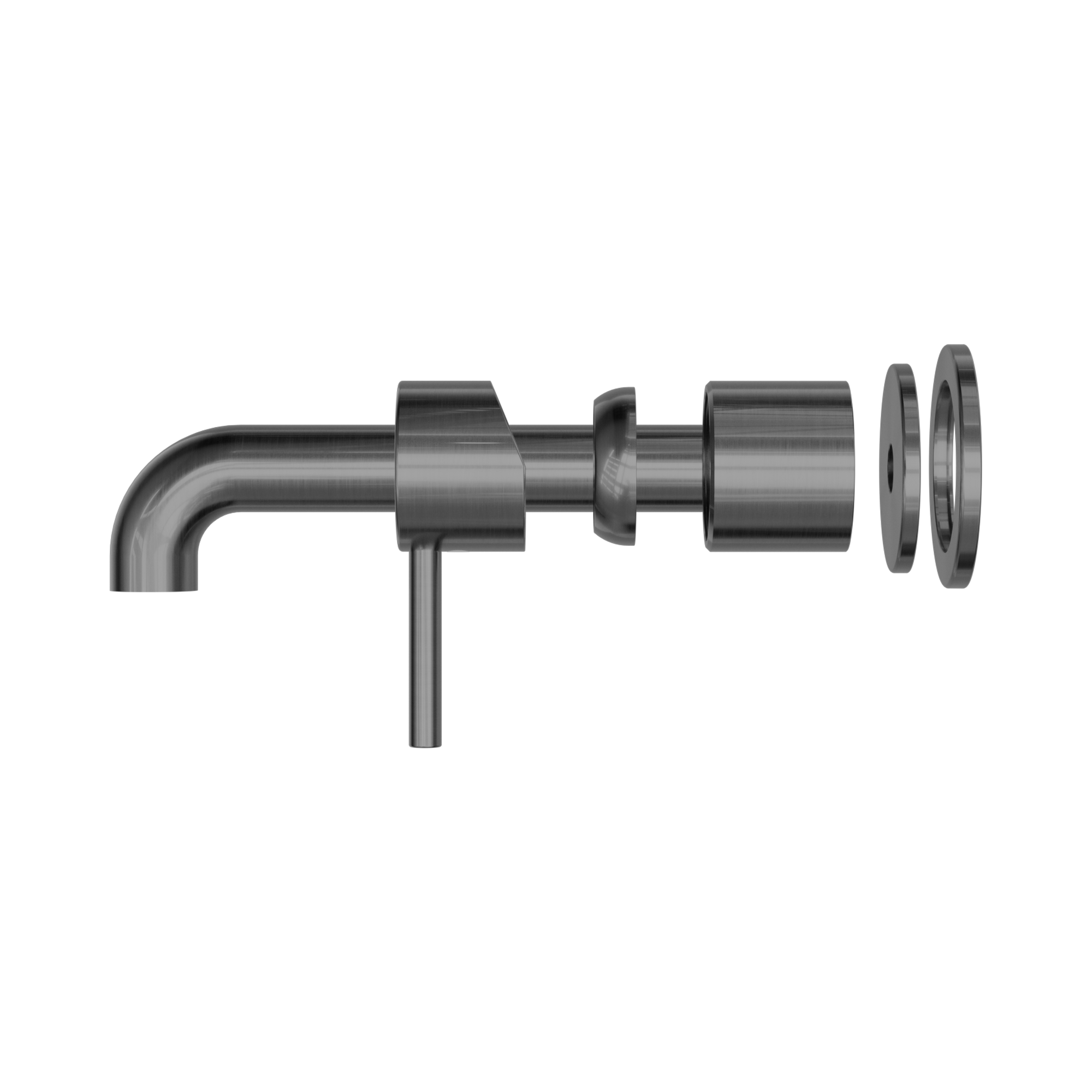 NR162210b185t GR Zen SS316 L Wall Basin Bath Mixer Separate Back Plate 185mm Spout Trim Kits Only Graphite image 3