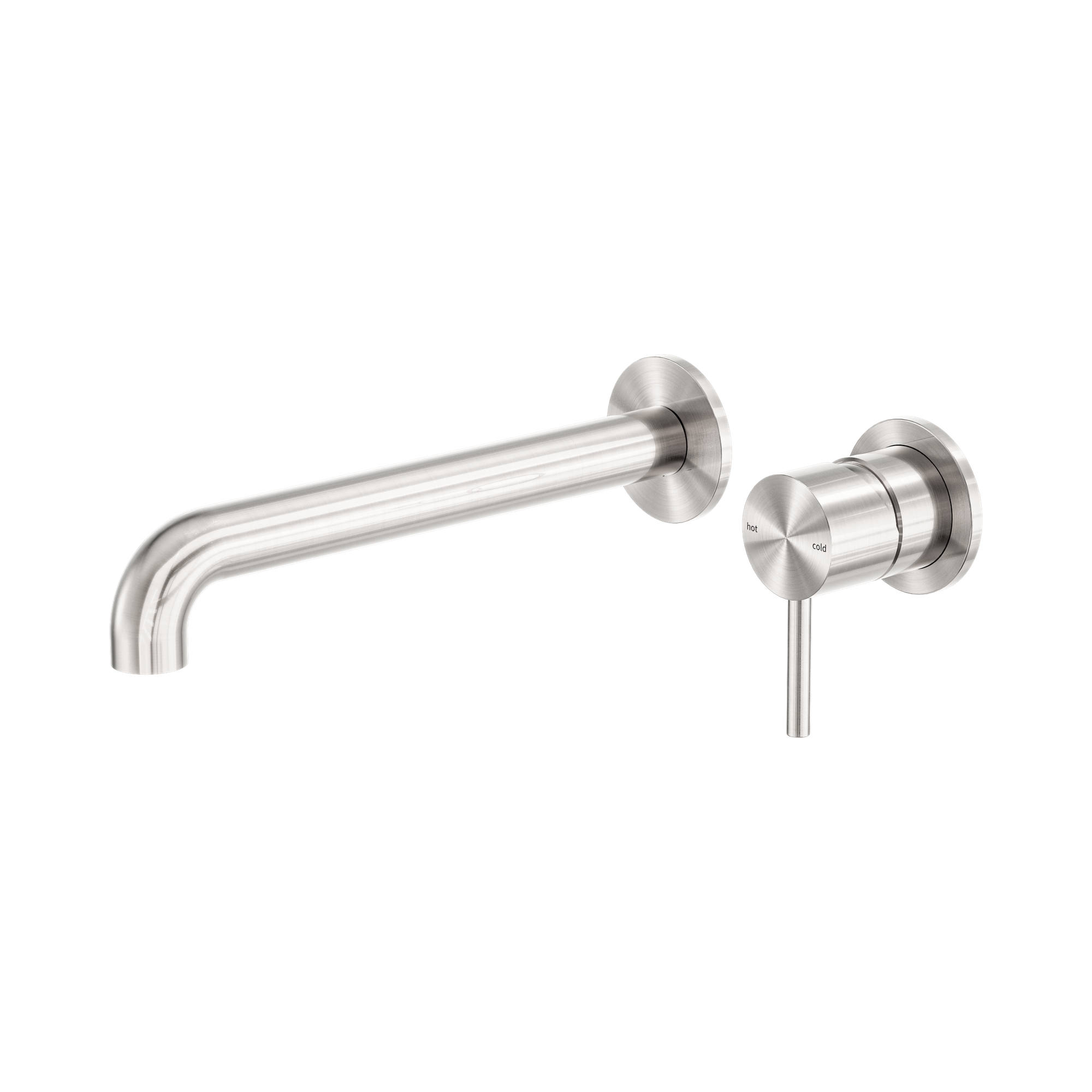 NR162210b230 BN Zen SS316 L Wall Basin Bath Mixer Separate Back Plate 230mm Spout Brushed Nickel image 1