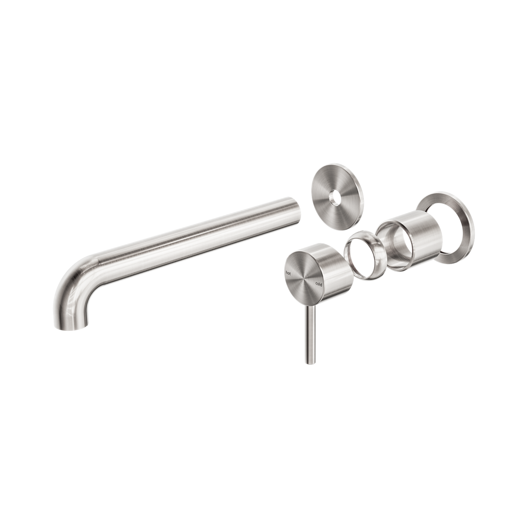 NR162210b230t BN Zen SS316 L Wall Basin Bath Mixer Separate Back Plate 230mm Spout Trim Kits Only Brushed Nickel image 1