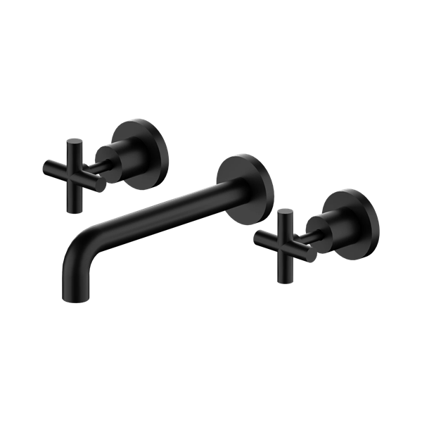 NR201607a MB X Plus Wall Basin Set 215mm Matte Black Thumb