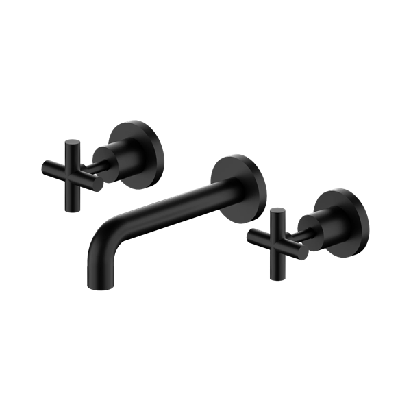 NR201607b MB X Plus Wall Basin Set 180mm Matte Black Thumb