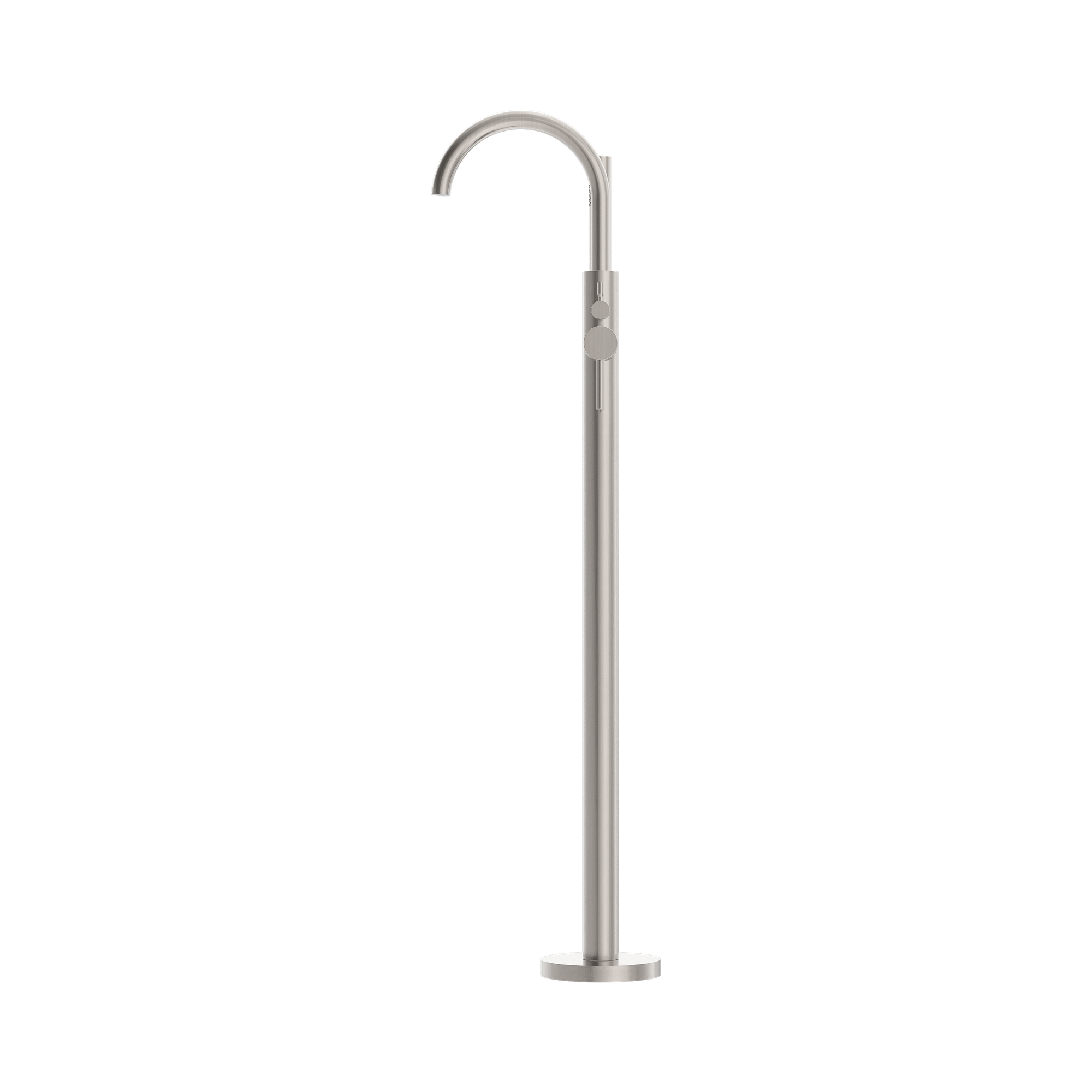 NR210903a BN Mecca Round Freestanding Mixer With Hand Shower Brushed Nickel image 2