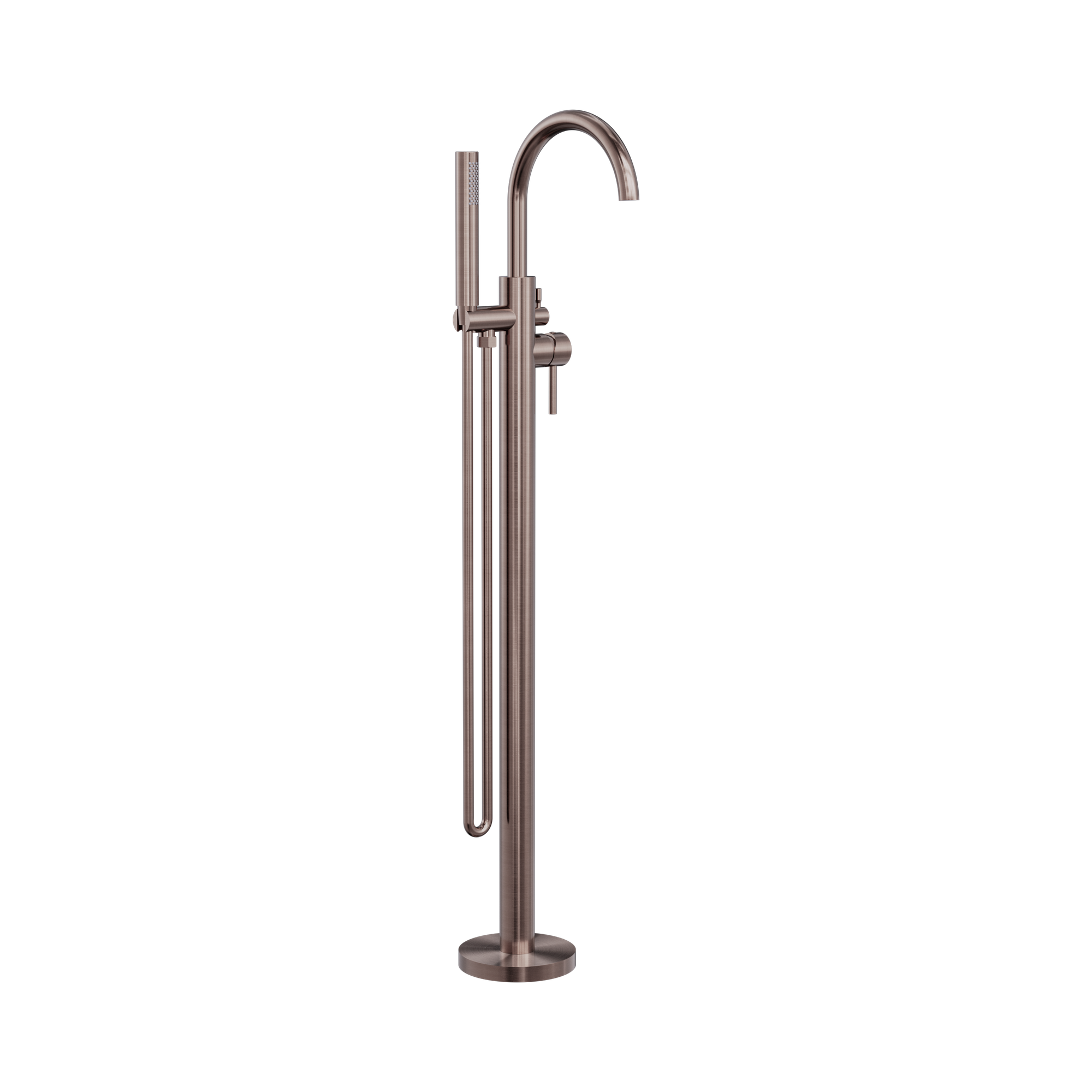 NR210903a BZ Mecca Round Freestanding Mixer With Hand Shower Brushed Bronze image 1