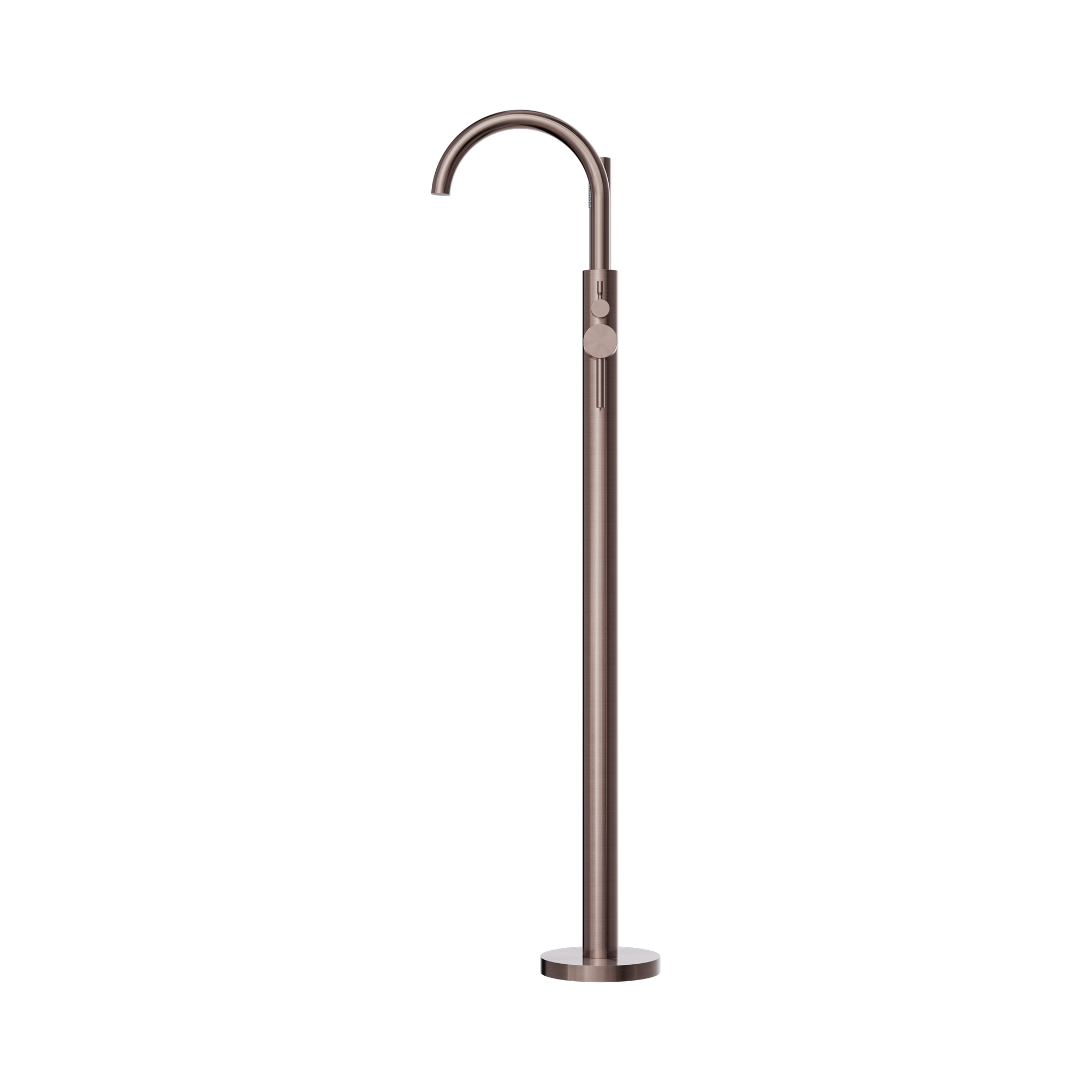 NR210903a BZ Mecca Round Freestanding Mixer With Hand Shower Brushed Bronze image 2