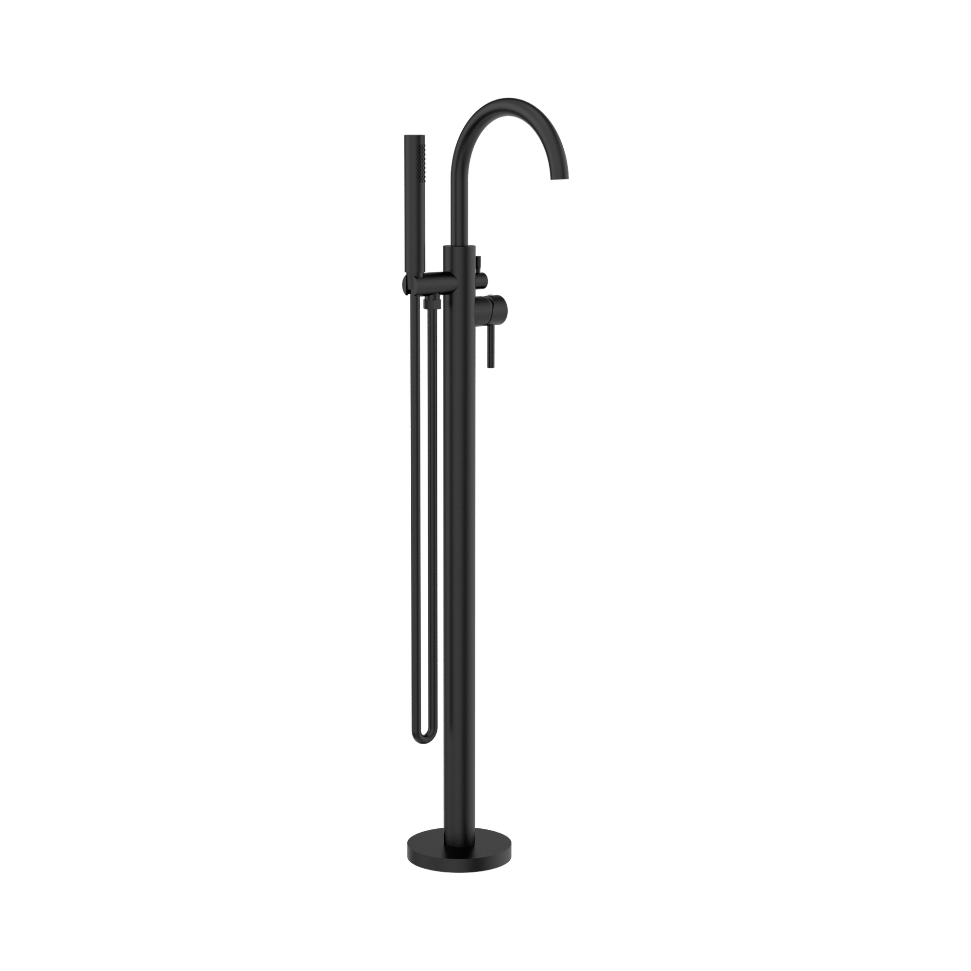 NR210903a MB Mecca Round Freestanding Mixer With Hand Shower Matte Black image 1