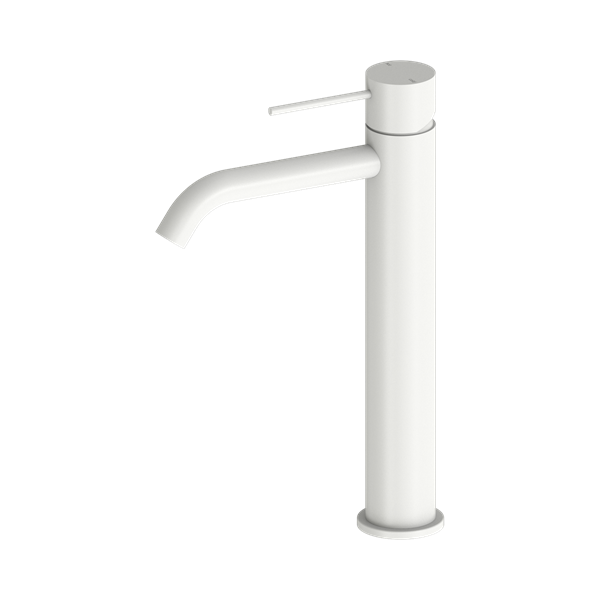 NR221901a MW Mecca Tall Basin Mixer Matte White Thumb
