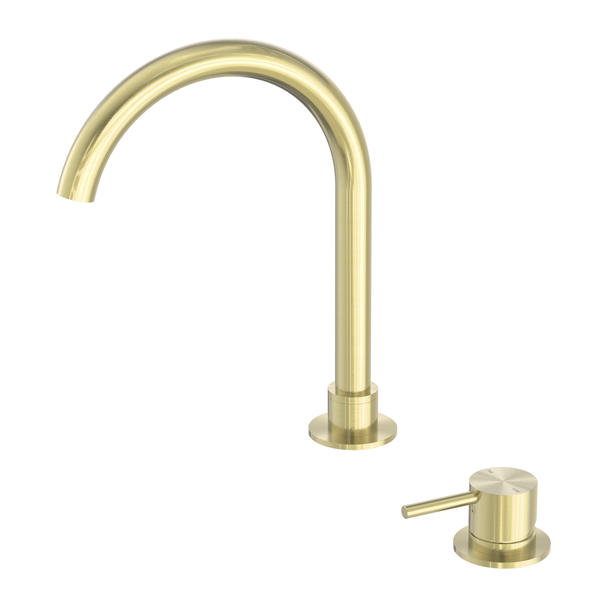 NR221901b BG Mecca Hob Basin Mixer Round Swivel Spout Brushed Gold image 1