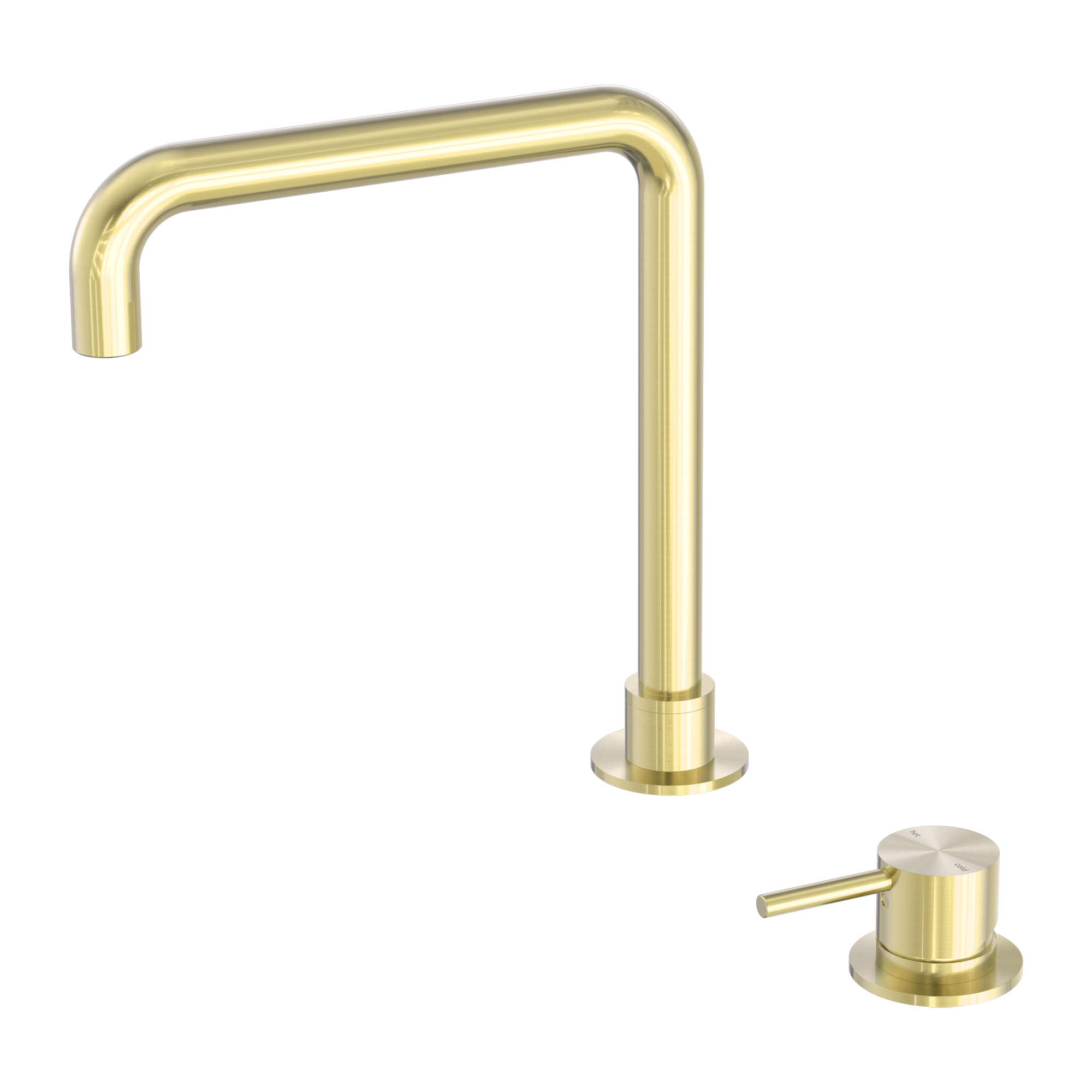 NR221901c BG Mecca Hob Basin Mixer Square Swivel Spout Brushed Gold image 1