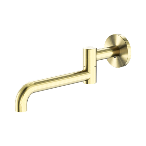 NR221903 GBG Mecca Wall Mounted Swivel Bath Spout Only 225mm Brushed Gold Thumb
