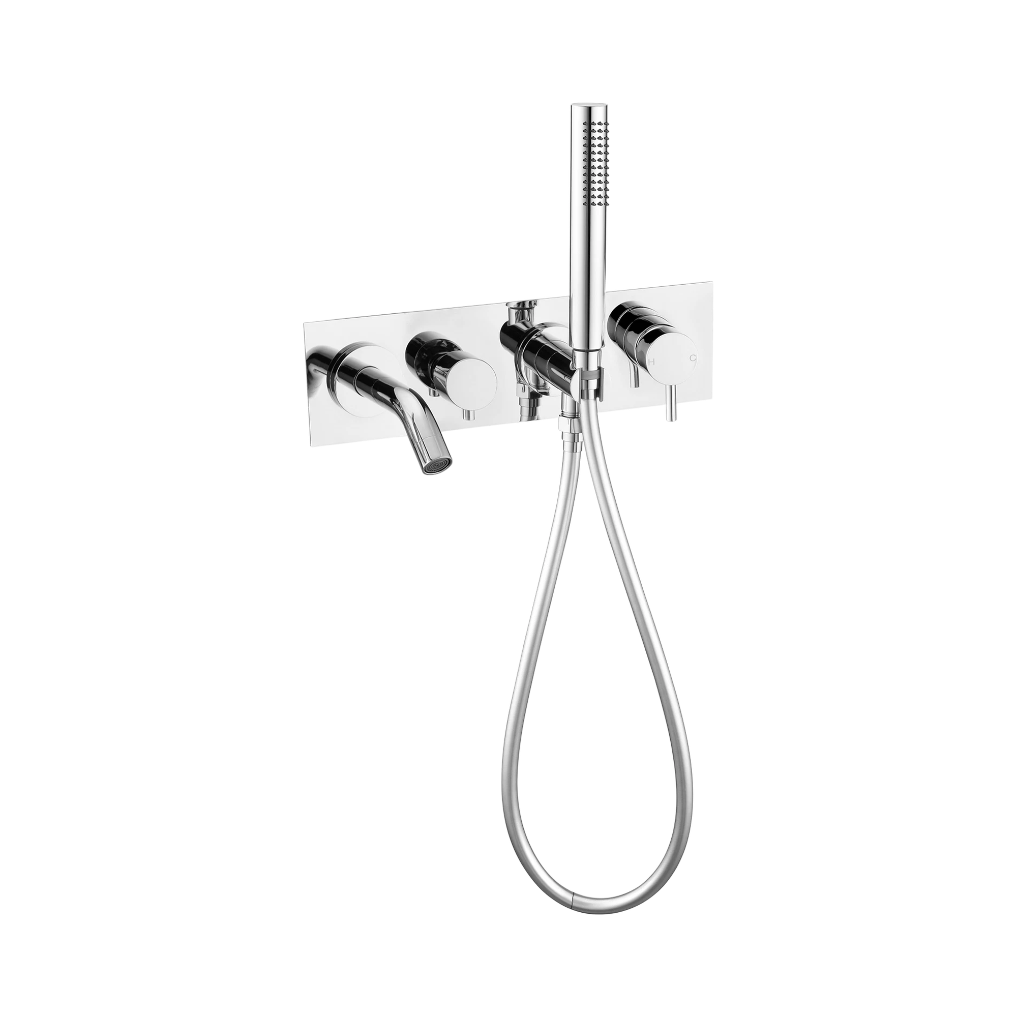 NR221903d CH Mecca Wall Mount Bath Mixer With Hand Shower Chrome image 1