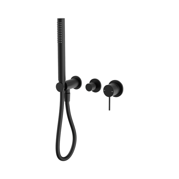 NR221903f MB Mecca Shower Mixer With Divertor System Seperate Back Plate Matte Black Thumb
