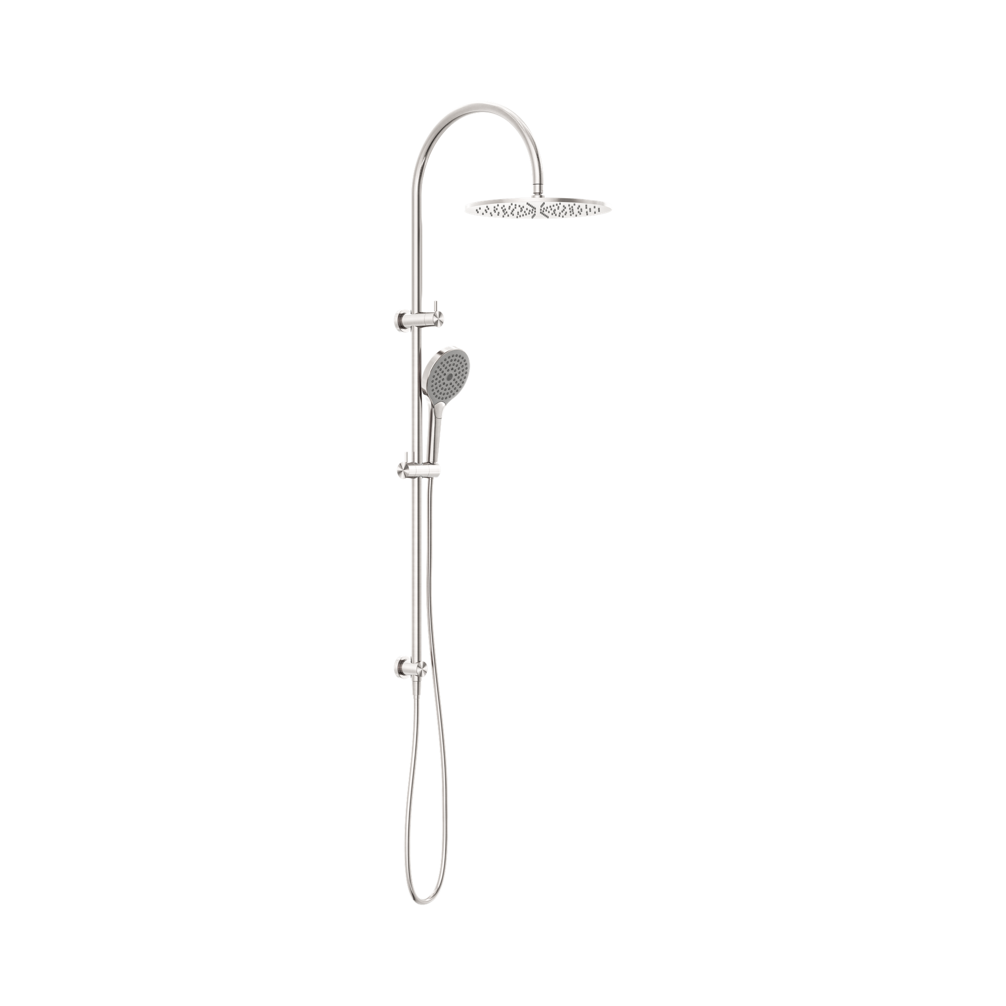 NR221905 HBN Mecca Twin Shower With Air Shower II Brushed Nickel image 1