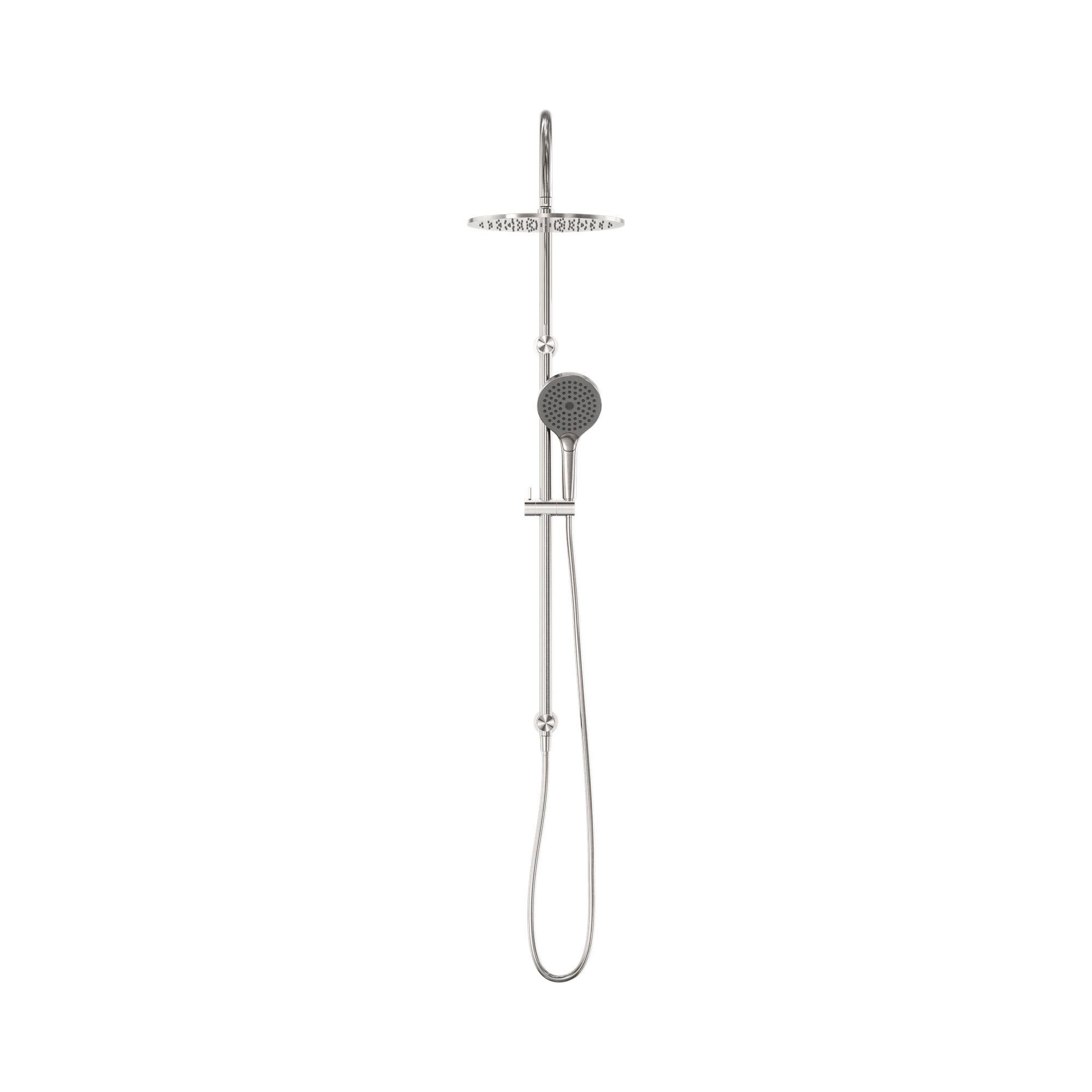 NR221905 HBN Mecca Twin Shower With Air Shower II Brushed Nickel image 2