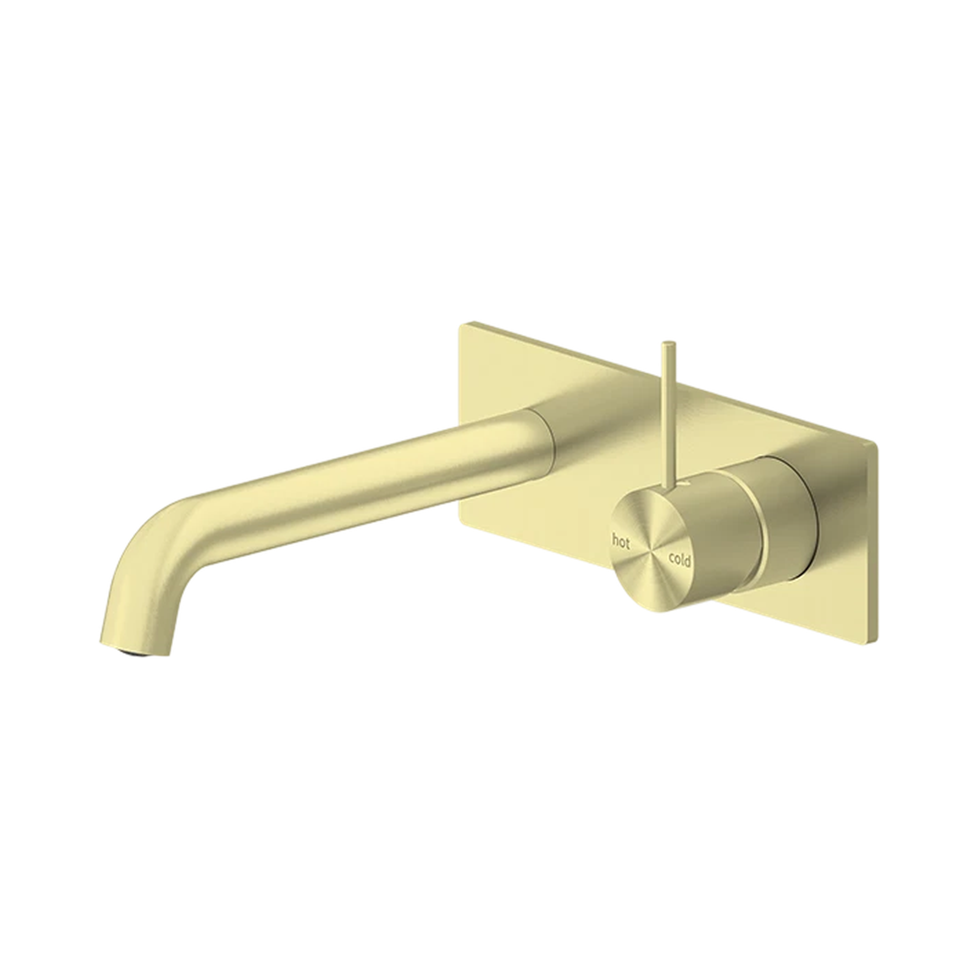 NR221907b185 BG Mecca Wall Basin Mixer Handle Up 185mm Spout Brushed Gold image 1