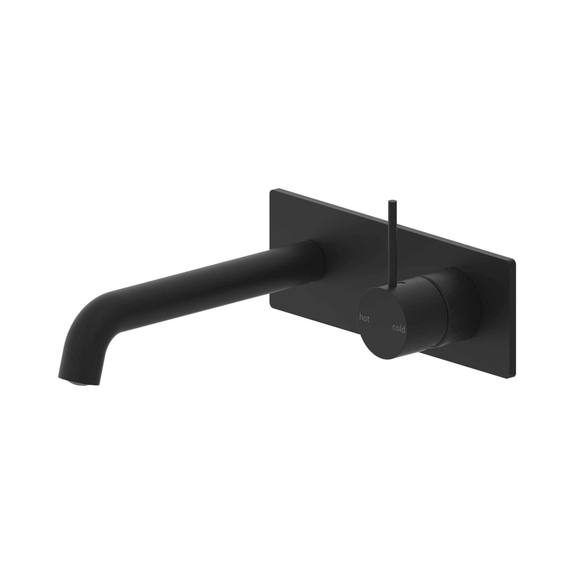 NR221907b230 MB Mecca Wall Basin Mixer Handle Up 230mm Spout Matte Black image 1