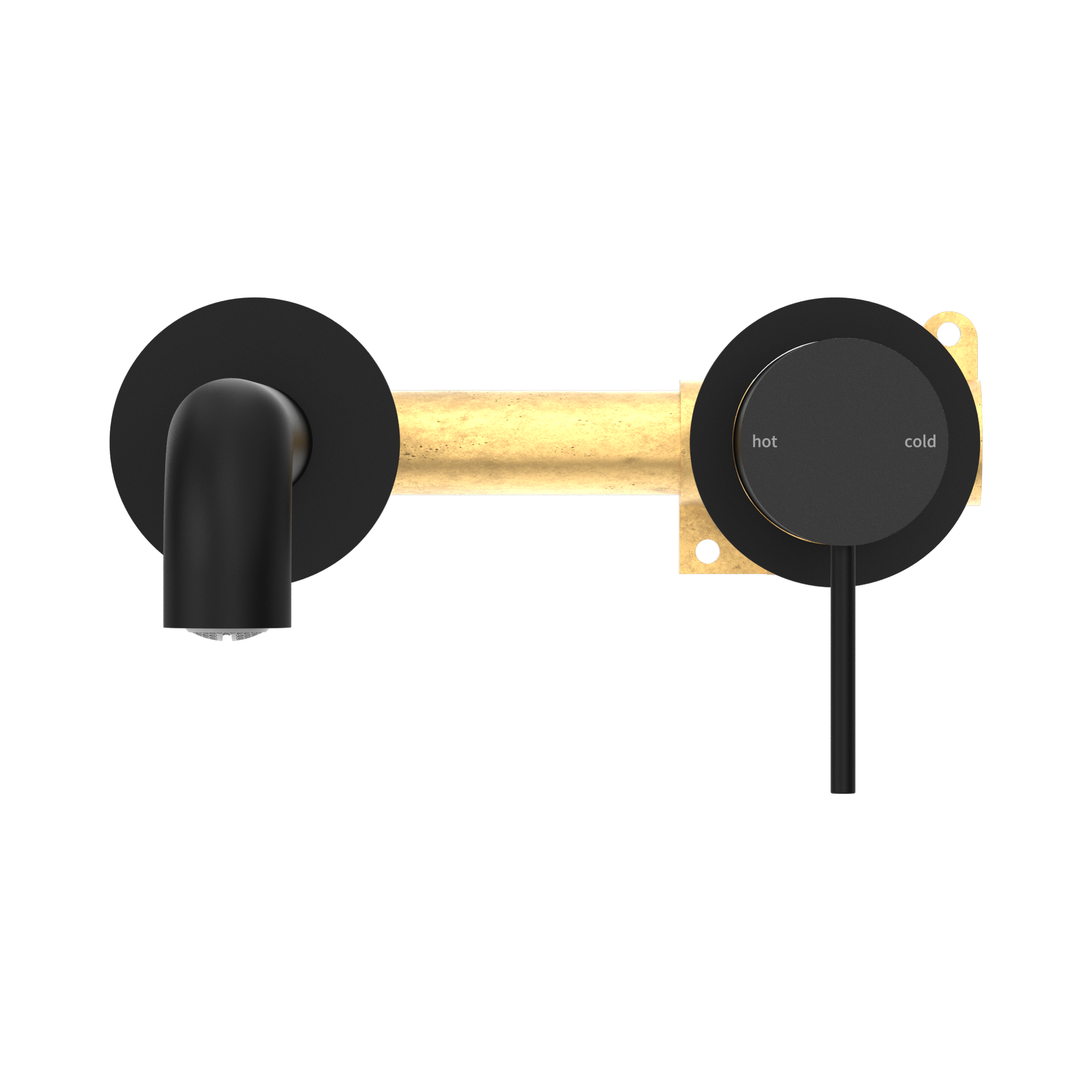 NR221907c185 MB Mecca Wall Basin Mixer Separate Back Plate 185mm Spout Matte Black image 2