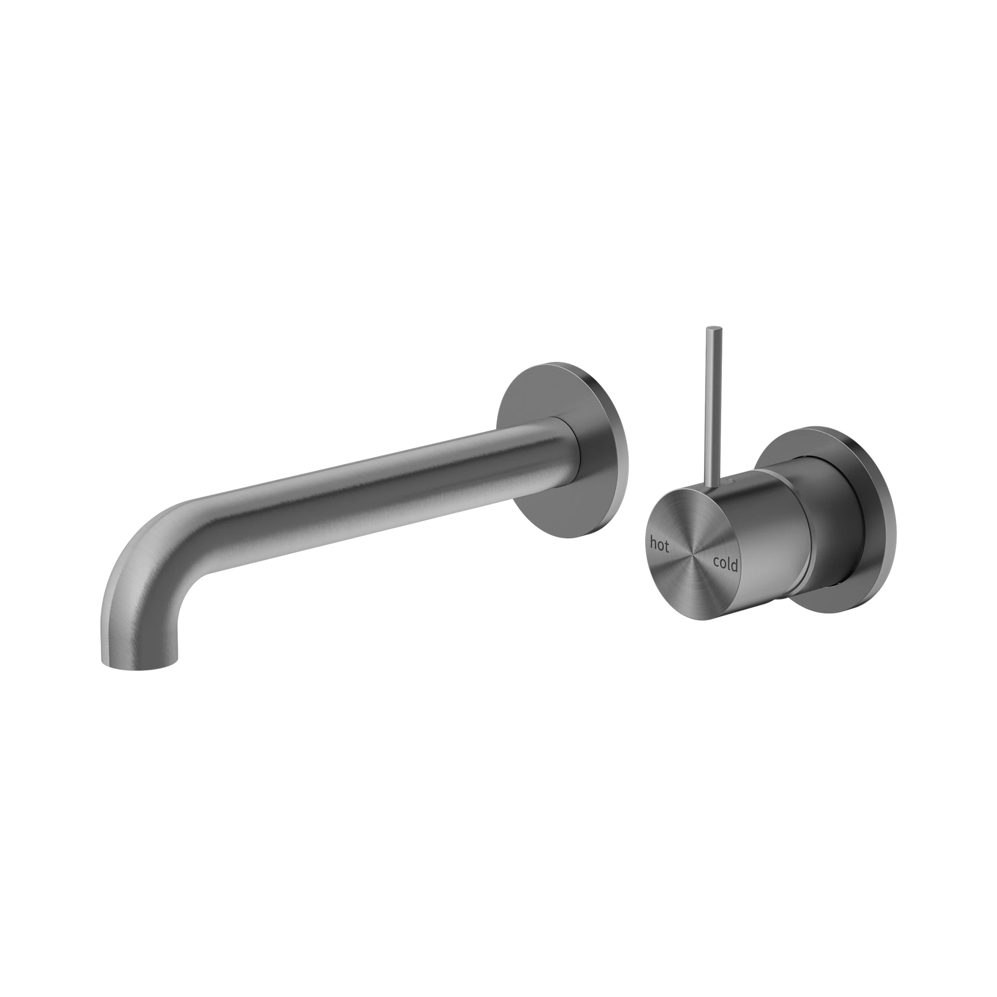 NR221907d160 GM Mecca Wall Basin Mixer Separate Back Plate Handle Up 160mm Spout Gun Metal image 1
