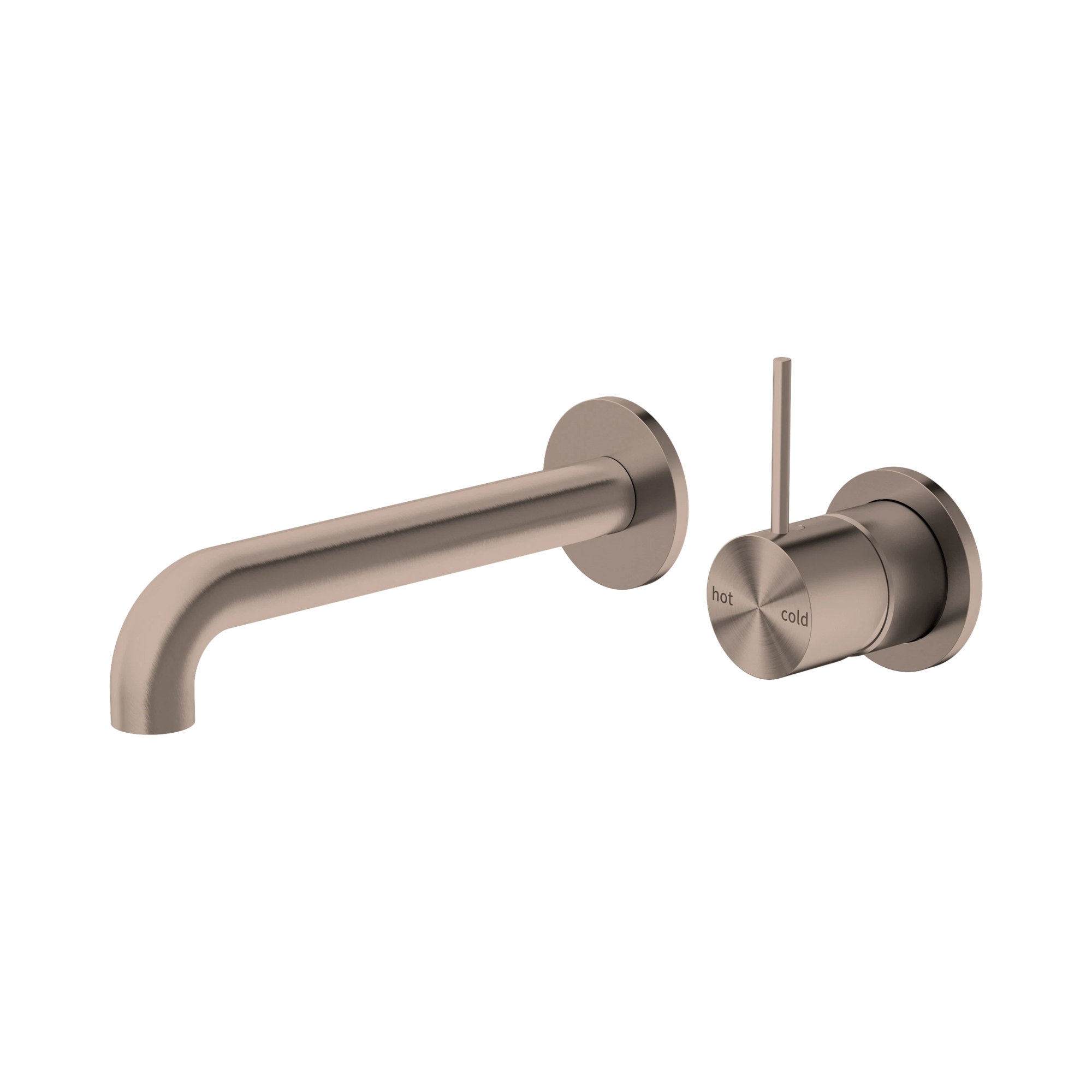 NR221907d185 BZ Mecca Wall Basin Mixer Separate Back Plate Handle Up 185mm Spout Brushed Bronze image 1